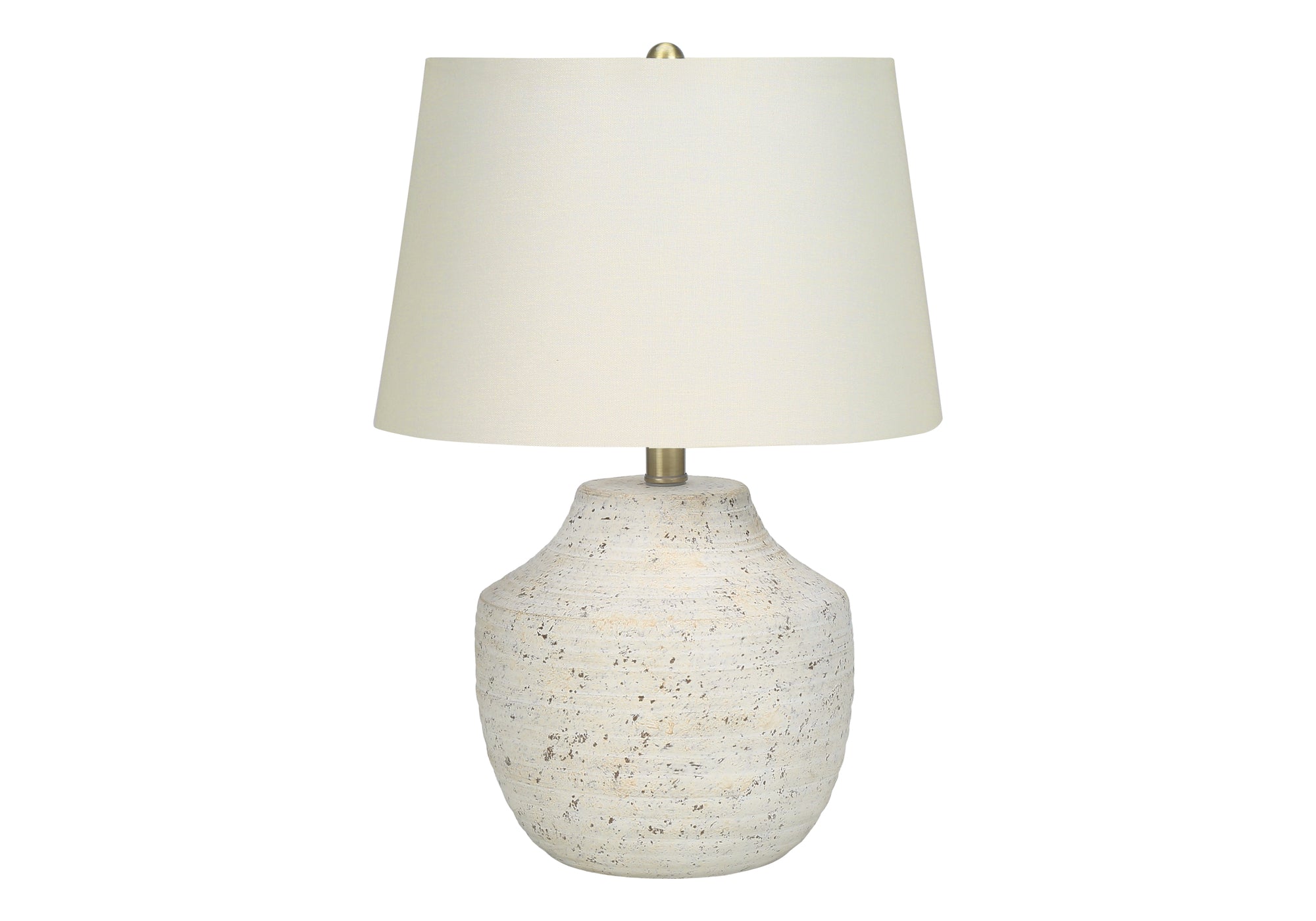ÉCLAIRAGE - LAMPE DE TABLE 20"H BÉTON CRÈME / ABAT-JOUR IVOIRE