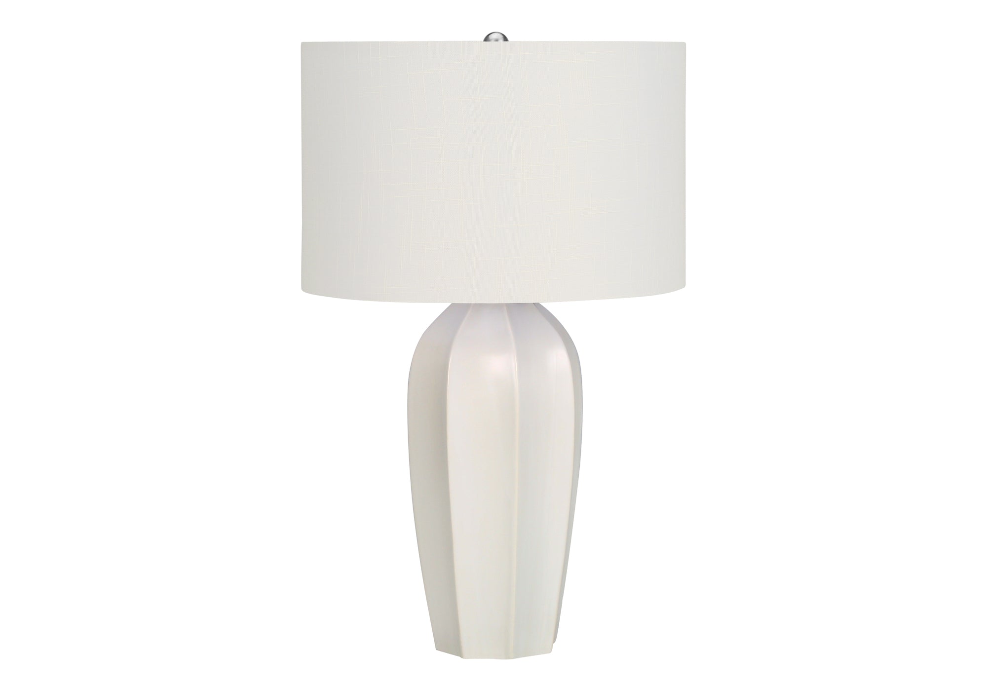ÉCLAIRAGE - LAMPE DE TABLE 27"H CÉRAMIQUE CRÈME / ABAT-JOUR IVOIRE