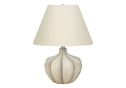 ÉCLAIRAGE - LAMPE DE TABLE 21"H RÉSINE CRÈME / ABAT-JOUR IVOIRE