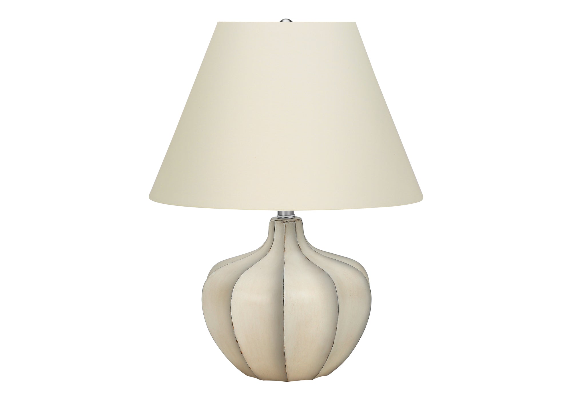 ÉCLAIRAGE - LAMPE DE TABLE 21"H RÉSINE CRÈME / ABAT-JOUR IVOIRE
