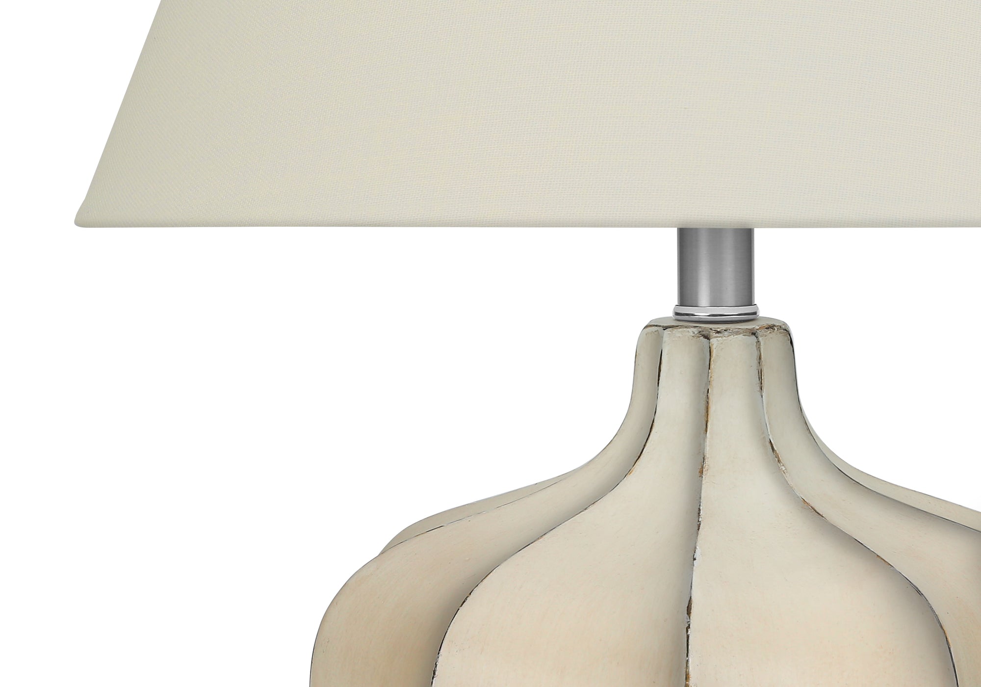 ÉCLAIRAGE - LAMPE DE TABLE 21"H RÉSINE CRÈME / ABAT-JOUR IVOIRE