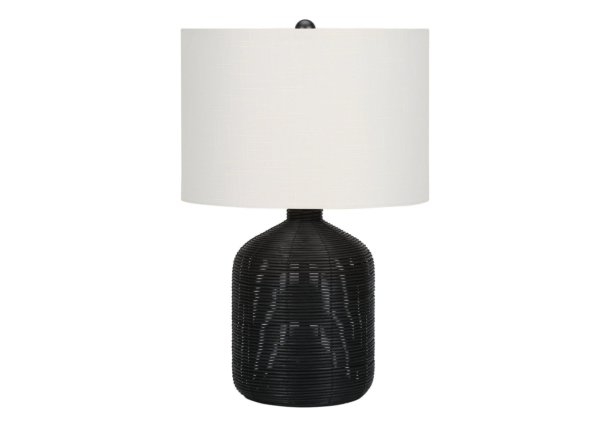 ÉCLAIRAGE - LAMPE DE TABLE 23"H ROTIN NOIR / ABAT-JOUR IVOIRE