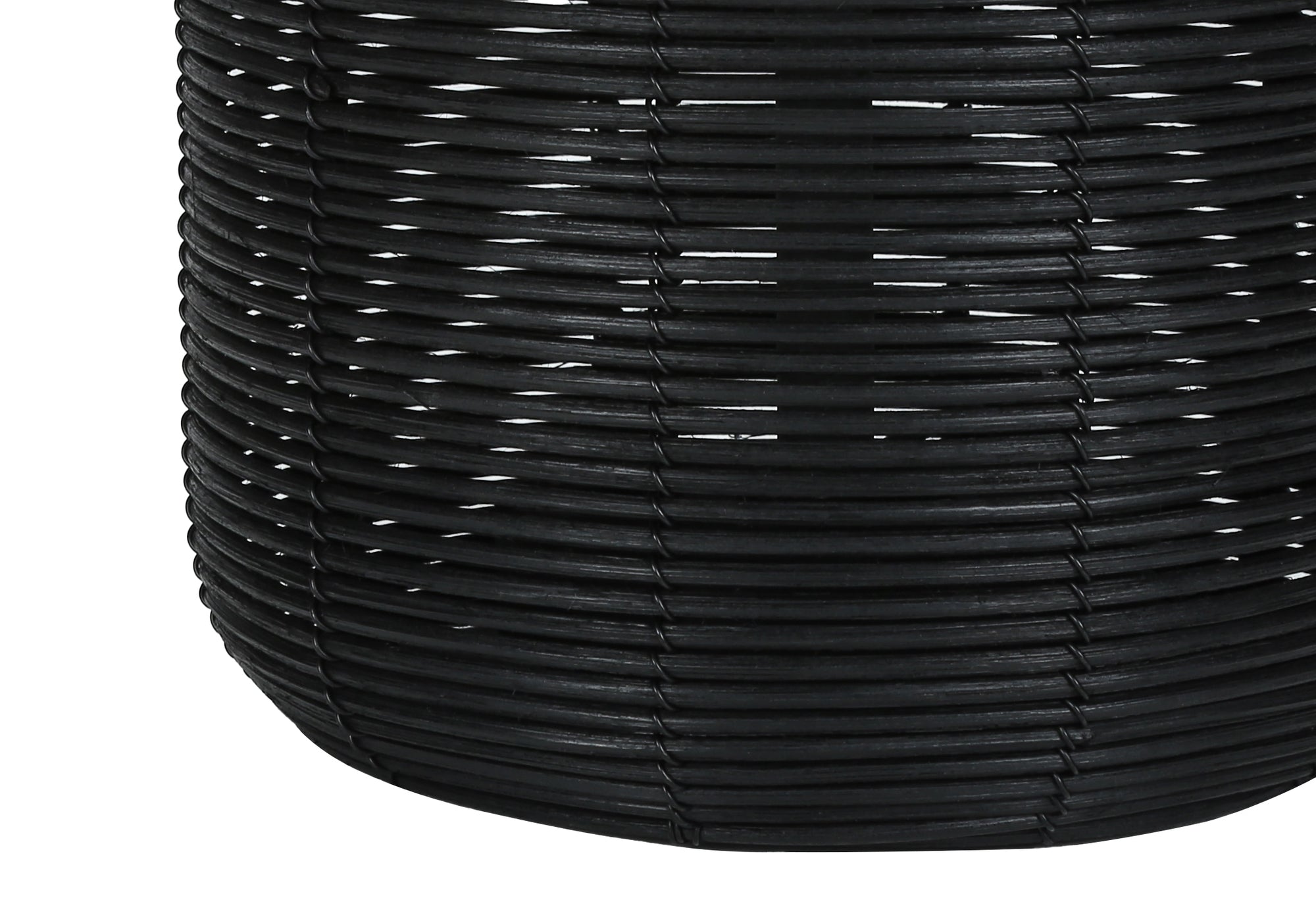 ÉCLAIRAGE - LAMPE DE TABLE 23"H ROTIN NOIR / ABAT-JOUR IVOIRE