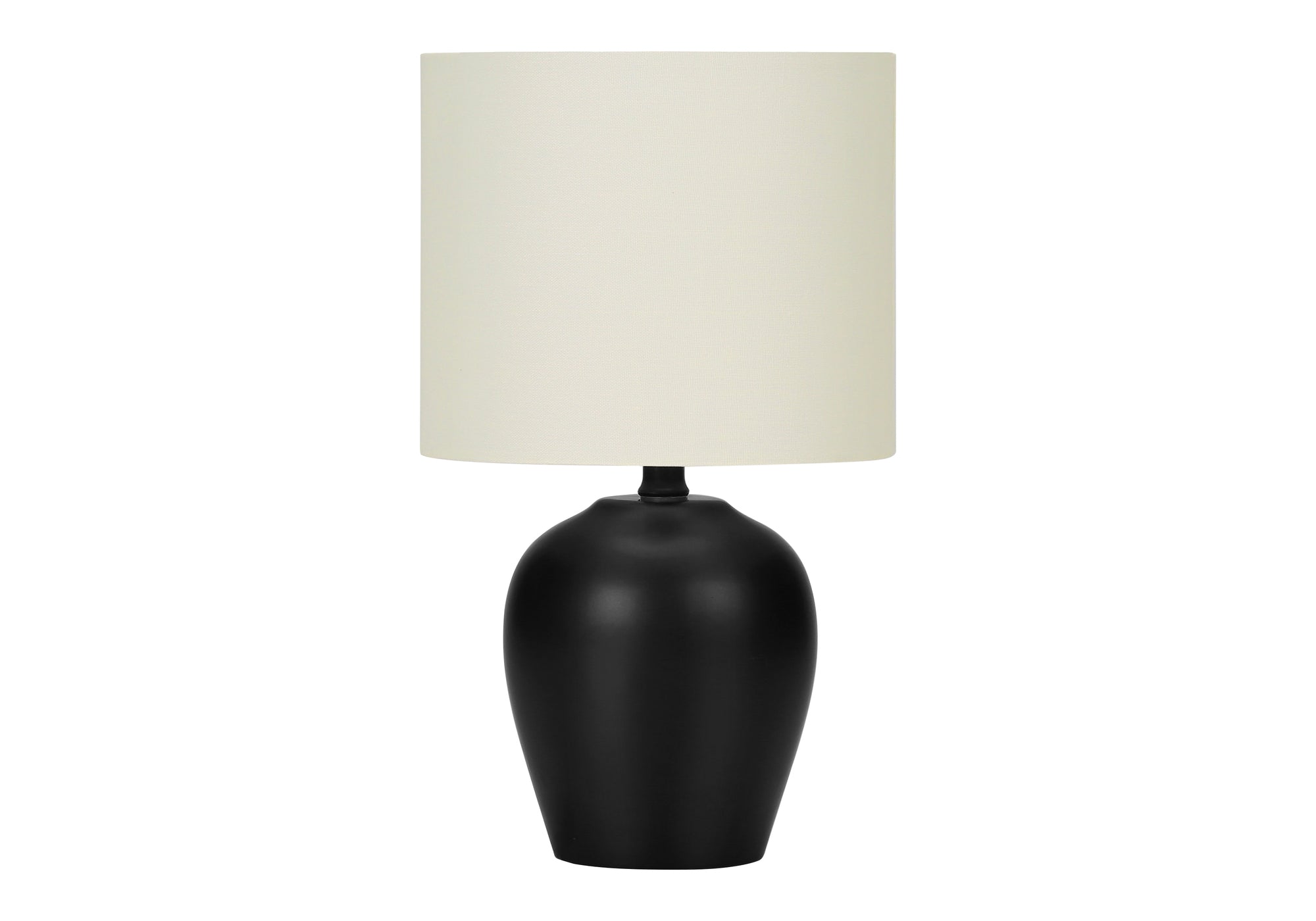 ÉCLAIRAGE - LAMPE DE TABLE 17" H CÉRAMIQUE NOIRE / ABAT-JOUR IVOIRE