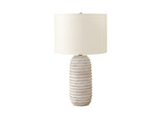 ÉCLAIRAGE - LAMPE DE TABLE 28"H RÉSINE CRÈME / ABAT-JOUR IVOIRE