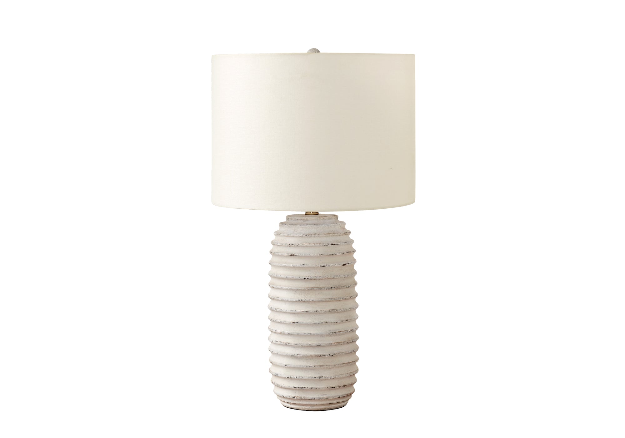 ÉCLAIRAGE - LAMPE DE TABLE 28"H RÉSINE CRÈME / ABAT-JOUR IVOIRE