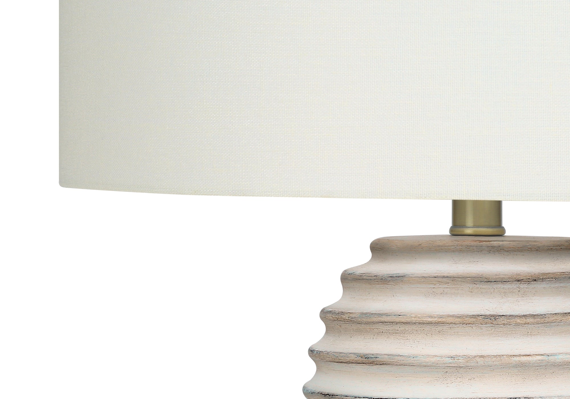 ÉCLAIRAGE - LAMPE DE TABLE 28"H RÉSINE CRÈME / ABAT-JOUR IVOIRE