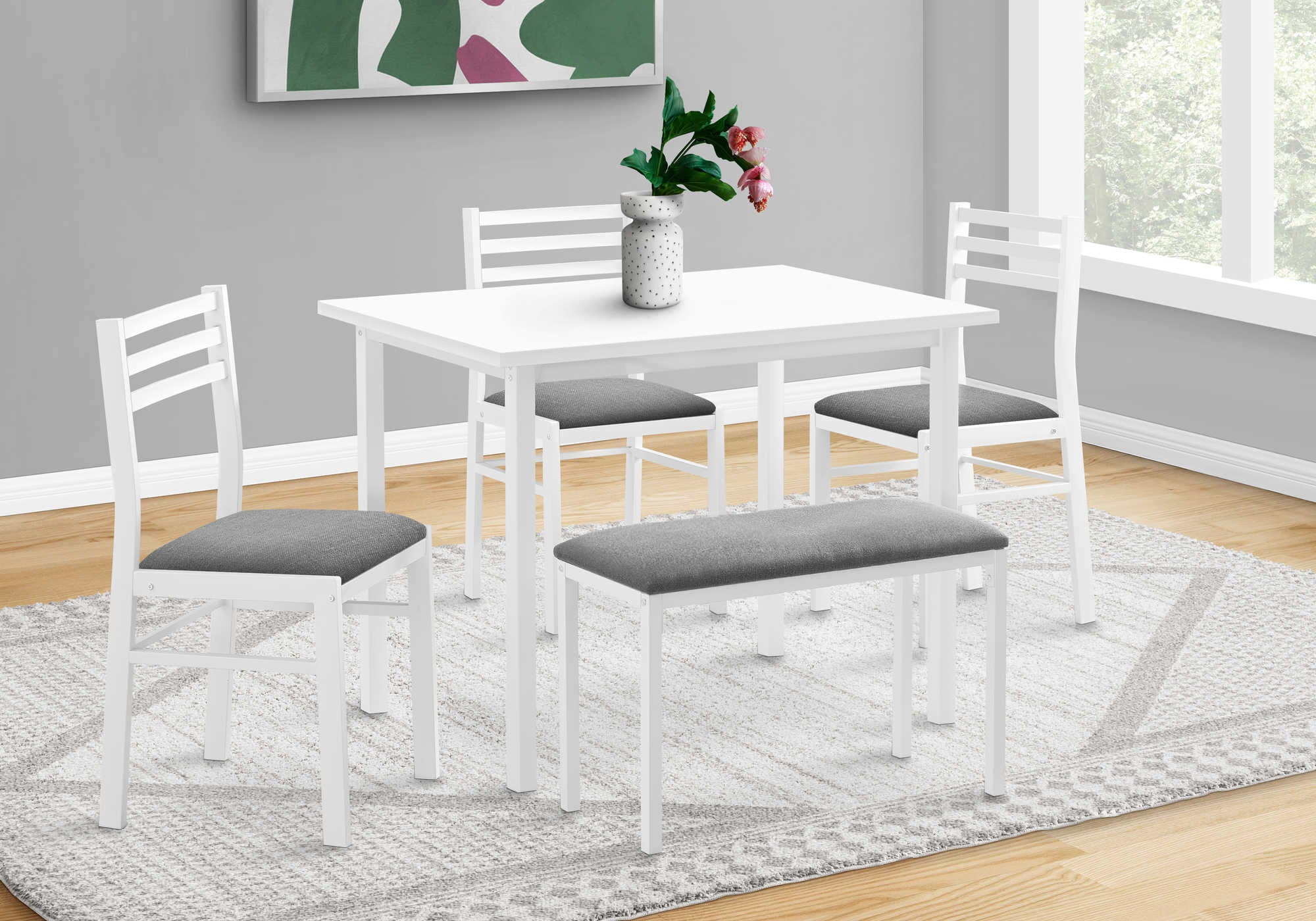 ENSEMBLE À SALLE À MANGER - ENSEMBLE 5PCS / PLATEAU BLANC / MÉTAL BLANC