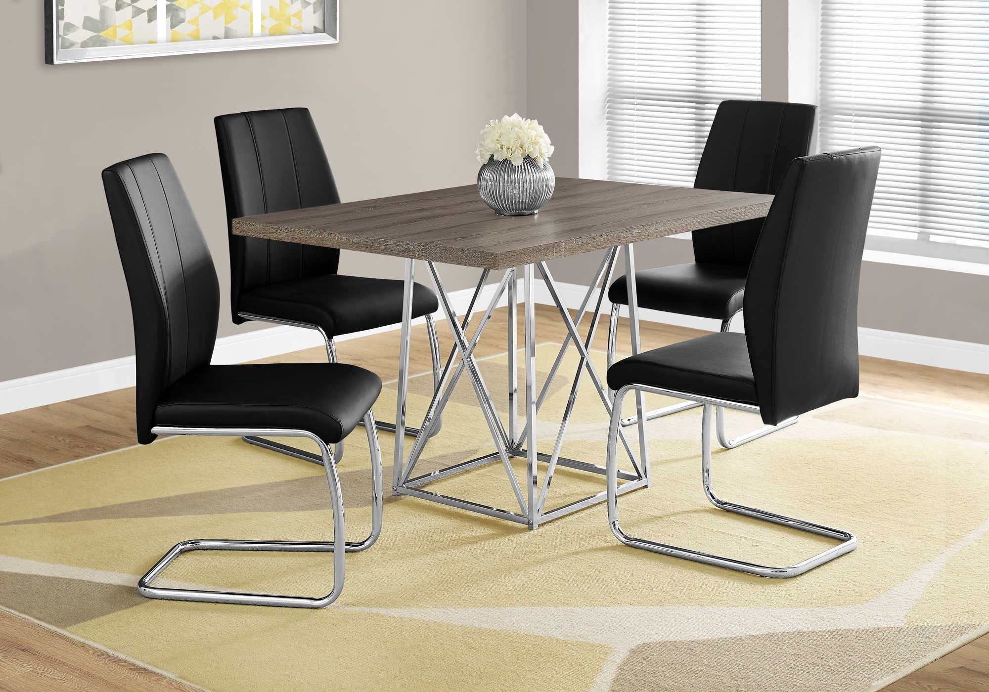 TABLE A MANGER - 36"X 48" / TAUPE FONCE / METAL CHROME ( Meuble Mtl ) 