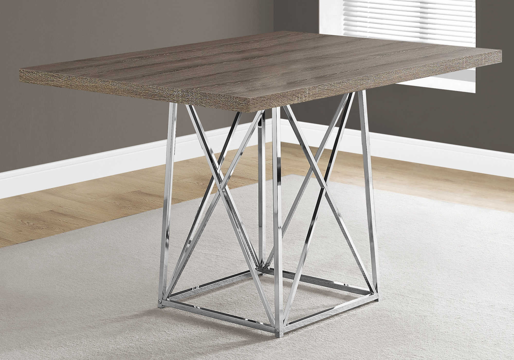 TABLE A MANGER - 36"X 48" / TAUPE FONCE / METAL CHROME ( Meuble Mtl )