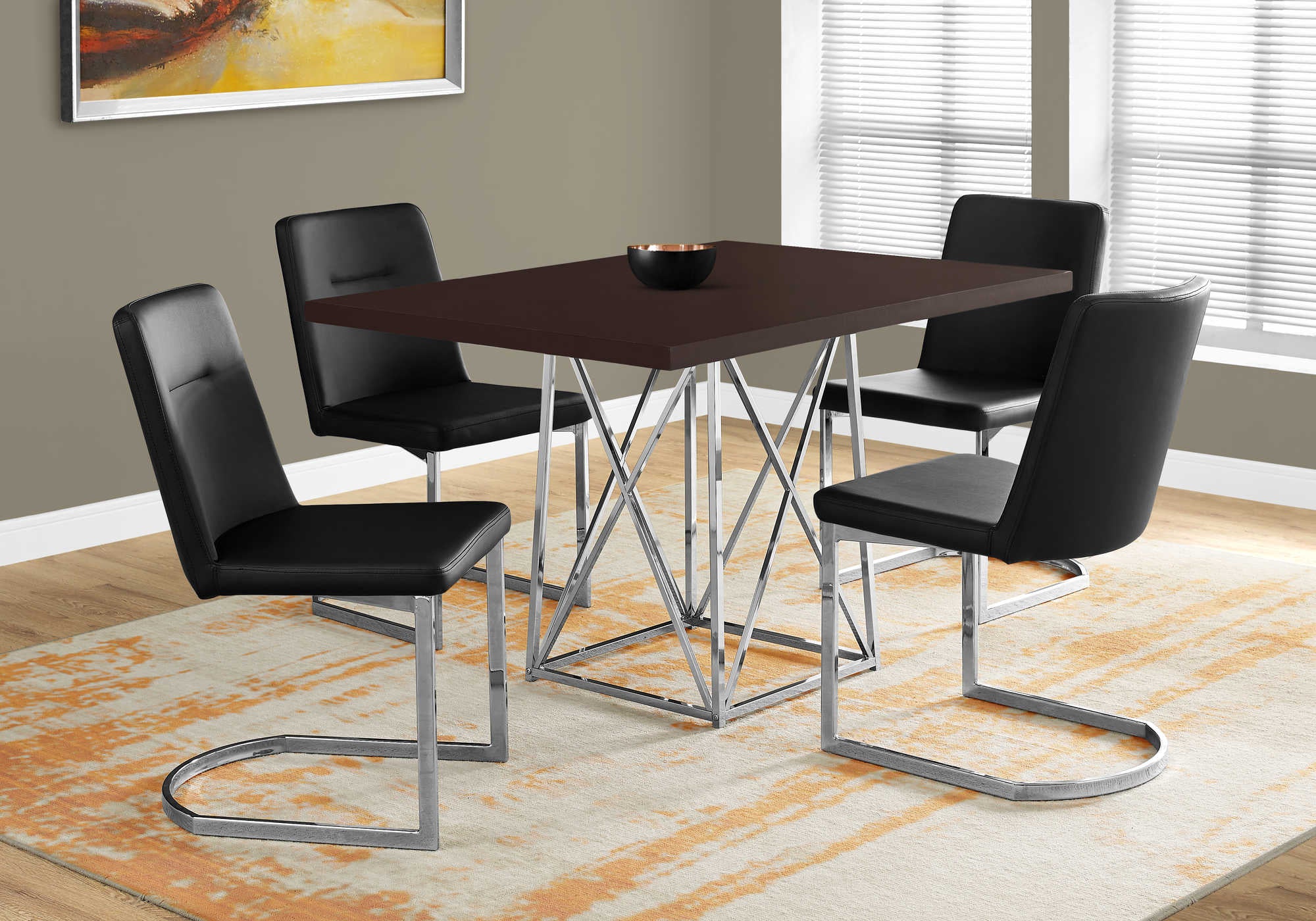 TABLE A MANGER - 36"X 48" / ESPRESSO / METAL CHROME ( Meuble Mtl ) 