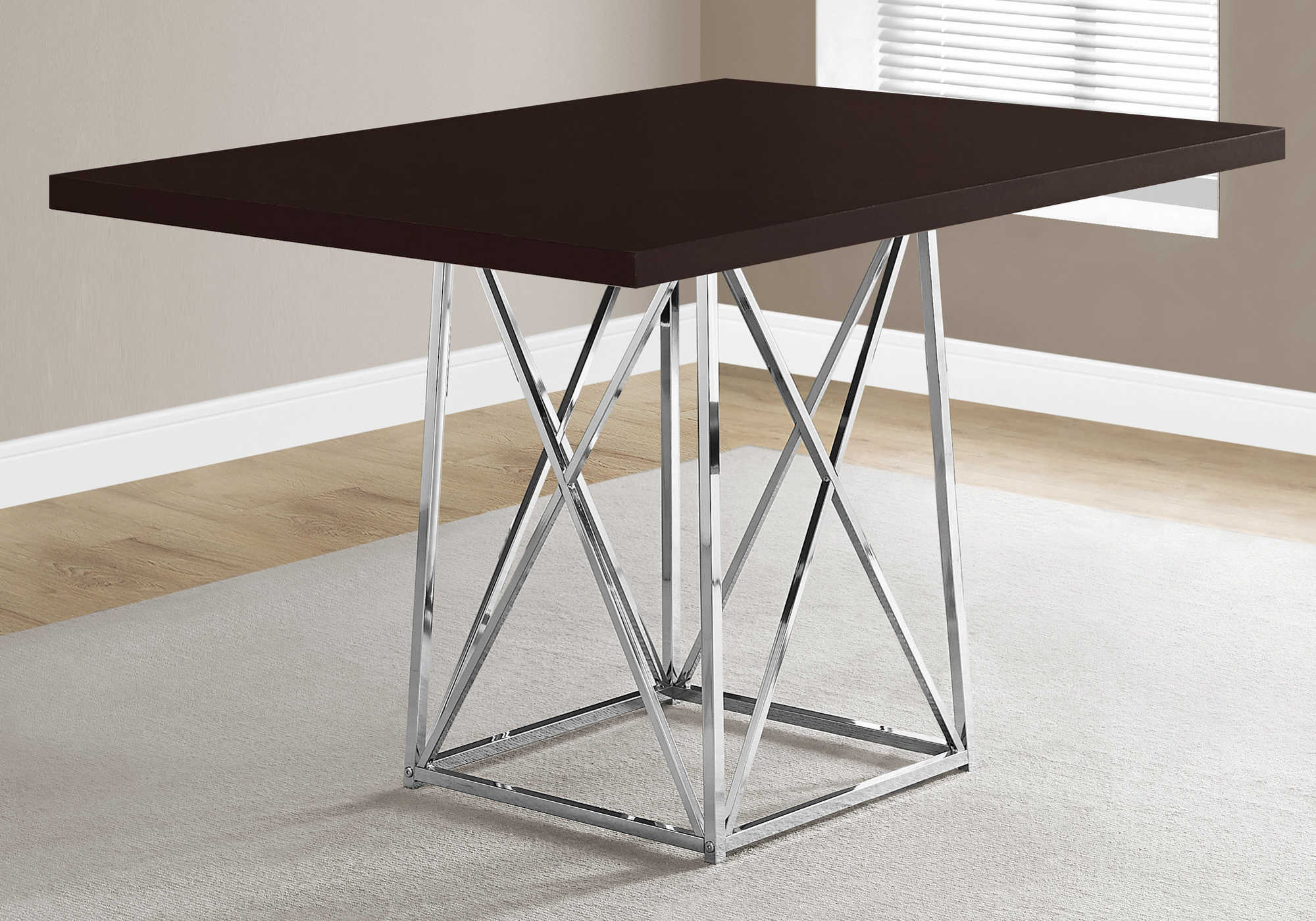 TABLE A MANGER - 36"X 48" / ESPRESSO / METAL CHROME ( Meuble Mtl ) 