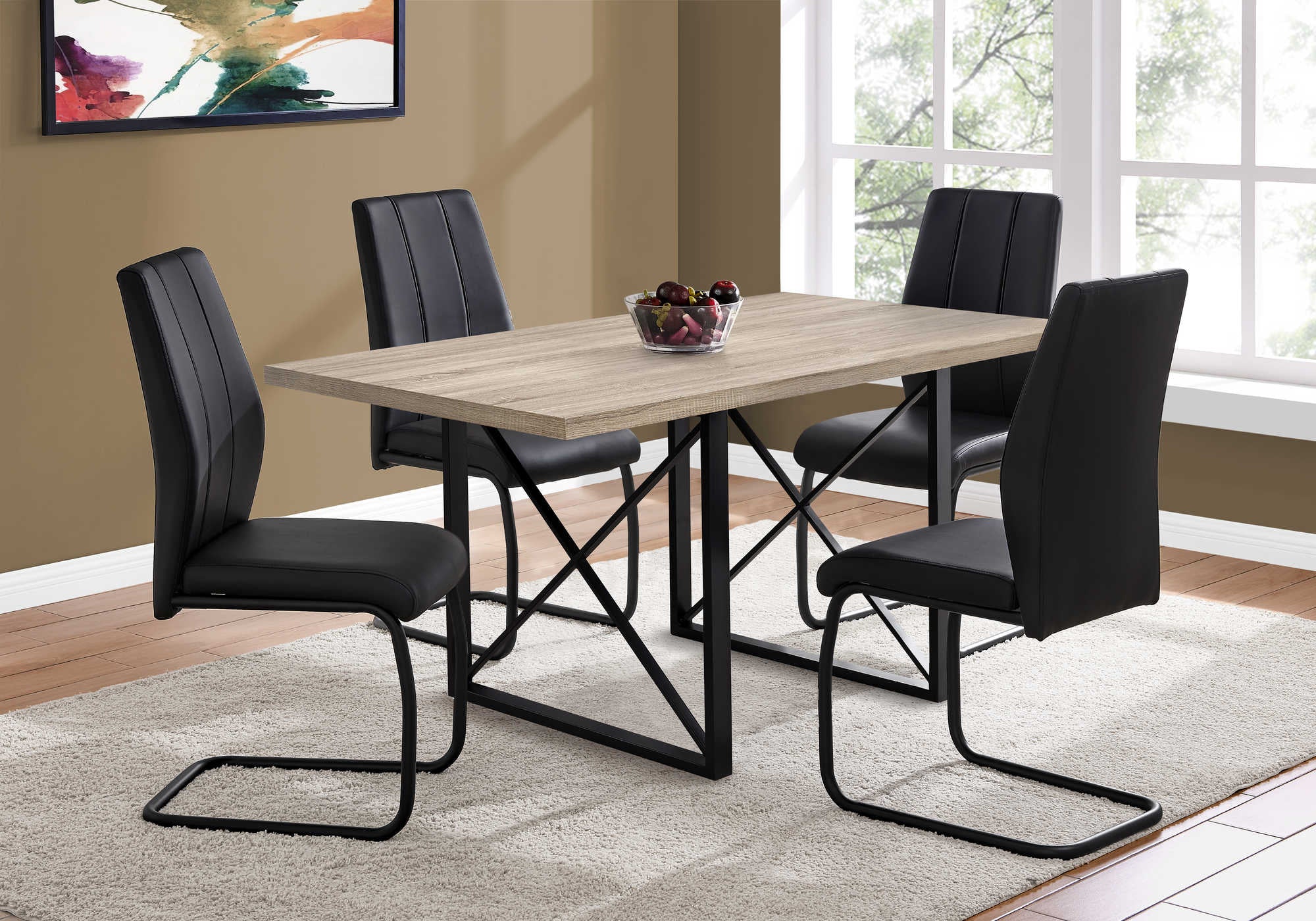 TABLE A MANGER - 36"X 60" / TAUPE FONCE / METAL NOIR ( Meuble Mtl ) 
