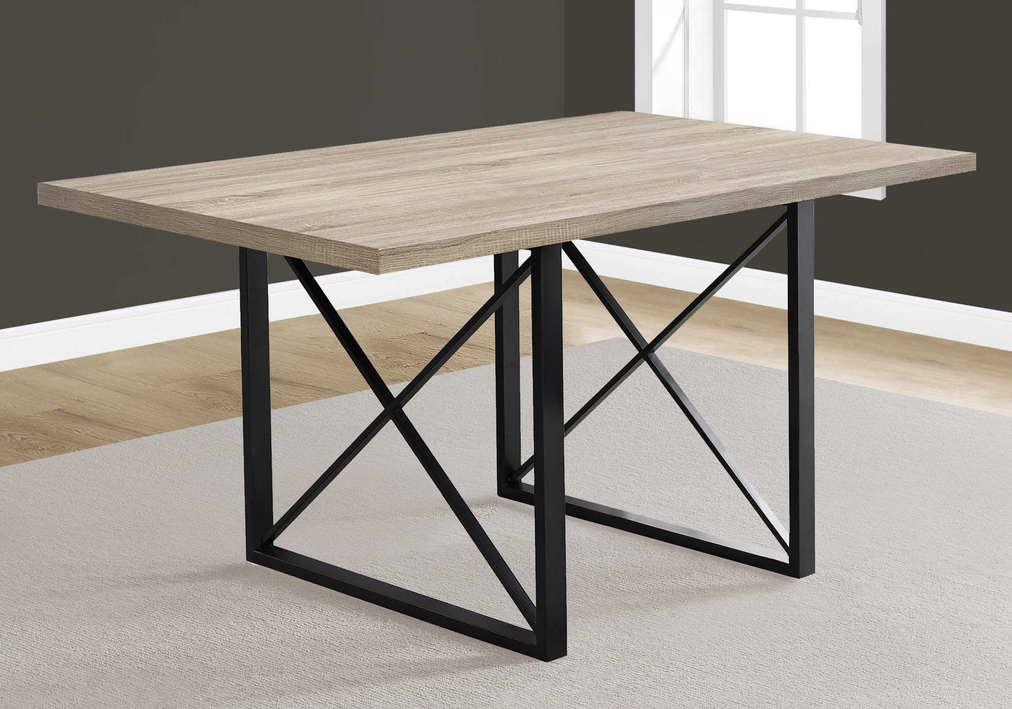 TABLE A MANGER - 36"X 60" / TAUPE FONCE / METAL NOIR ( Meuble Mtl ) 