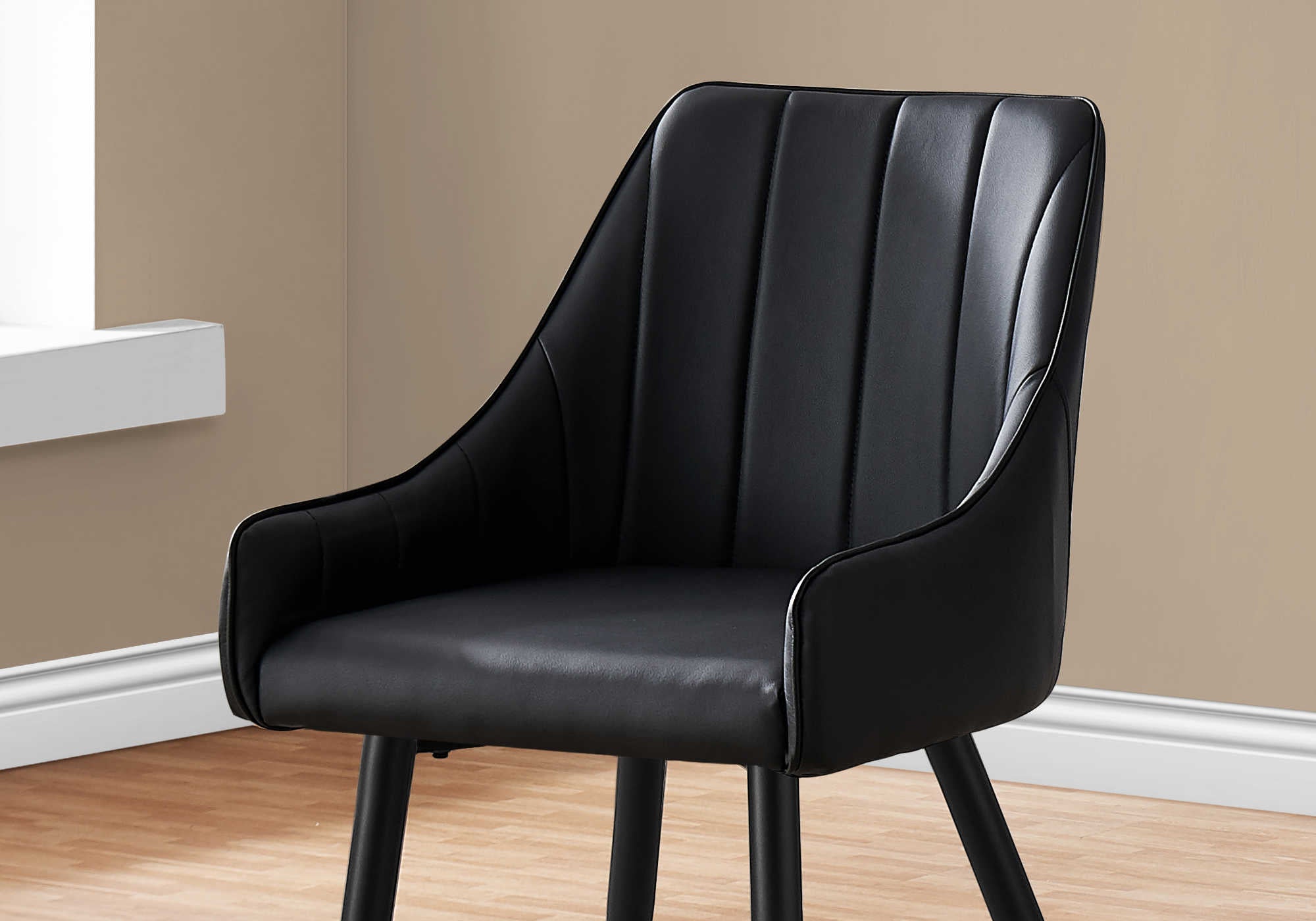CHAISE À MANGER - 2PCS / 33"H / SIMILI-CUIR NOIR / NOIR