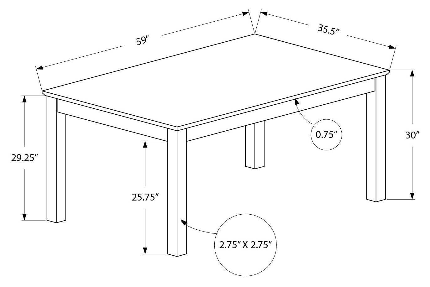 TABLE À MANGER - PLACE NOYER BRUN / 36"X 60"