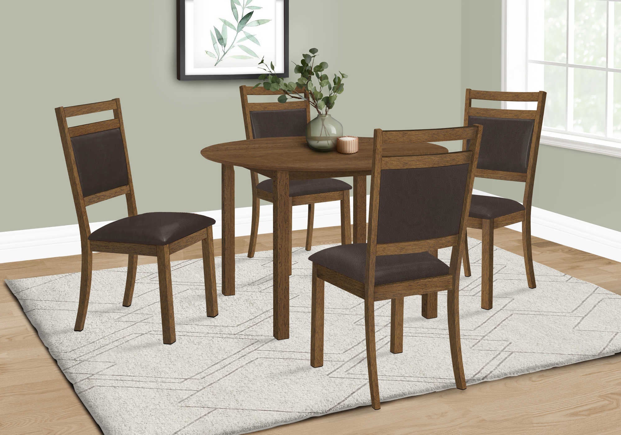 TABLE À MANGER - PLACAGE NOYER BRUN / 48"DIA ( Meuble Mtl ) 