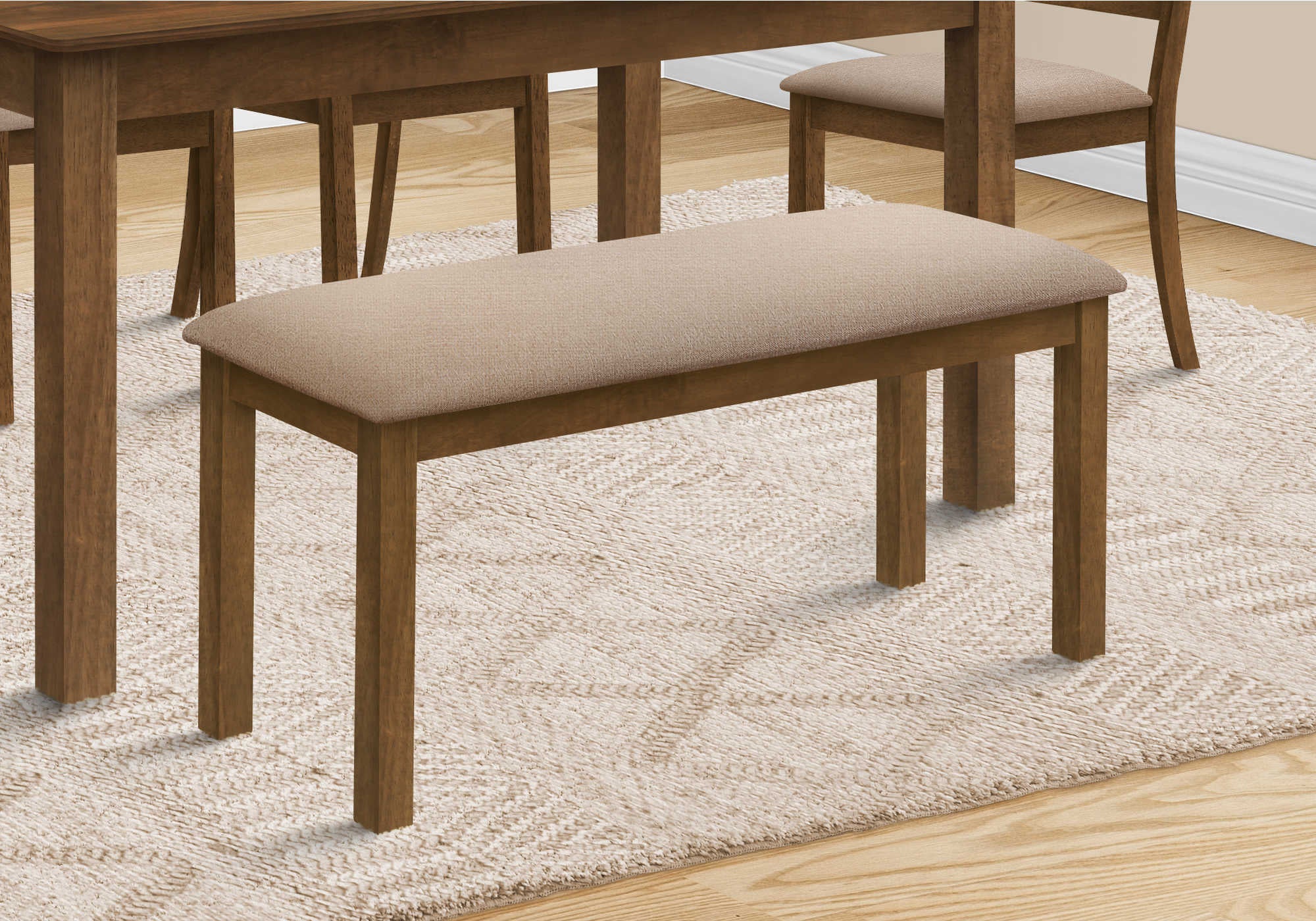 BANC - 42"L / BRUN NOYER / TISSU BEIGE