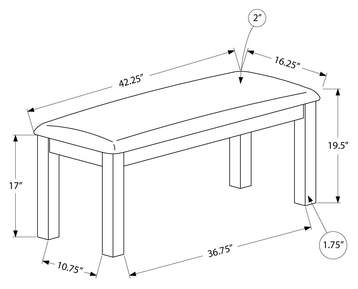 BANC - 42"L / BRUN NOYER / TISSU BEIGE