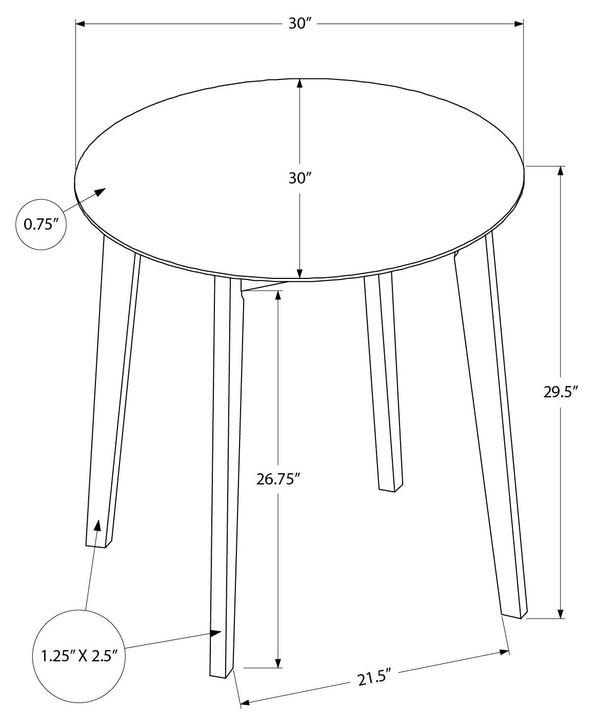 TABLE À MANGER - 30" DIA / CRÈME / PLACAGE CHÊNE