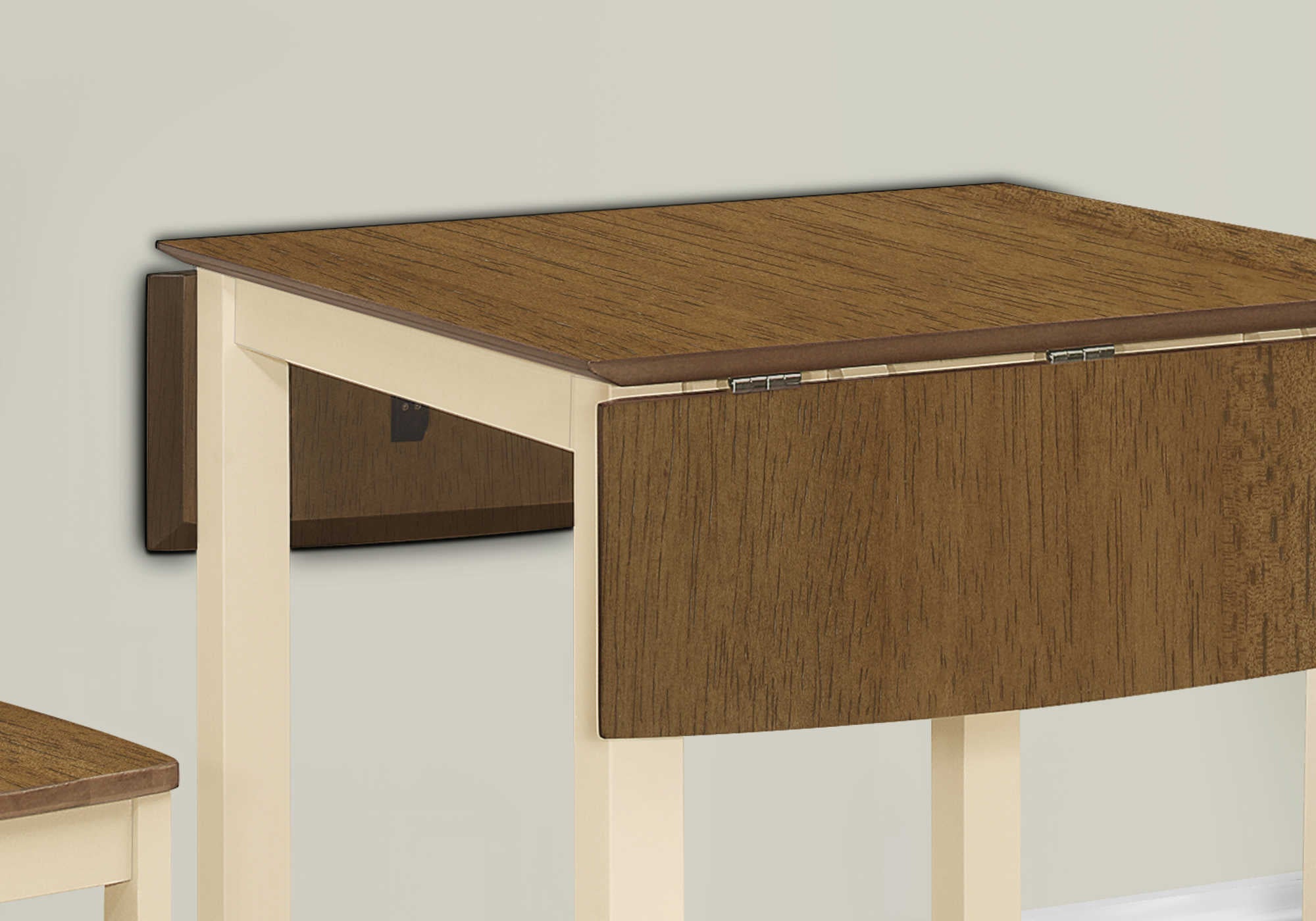 TABLE À MANGER - 30"X 48" / CRÈME / PLATEAU CHÊNE 9" FEUILLE GOUTTE