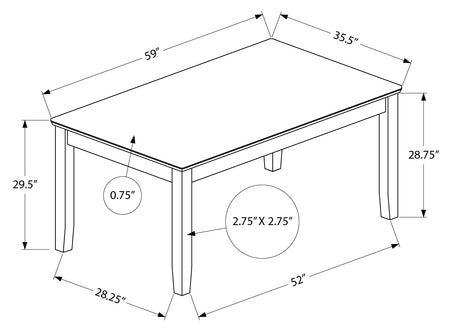 TABLE À MANGER - PLACAGE ESPRESSO 36"X 60"