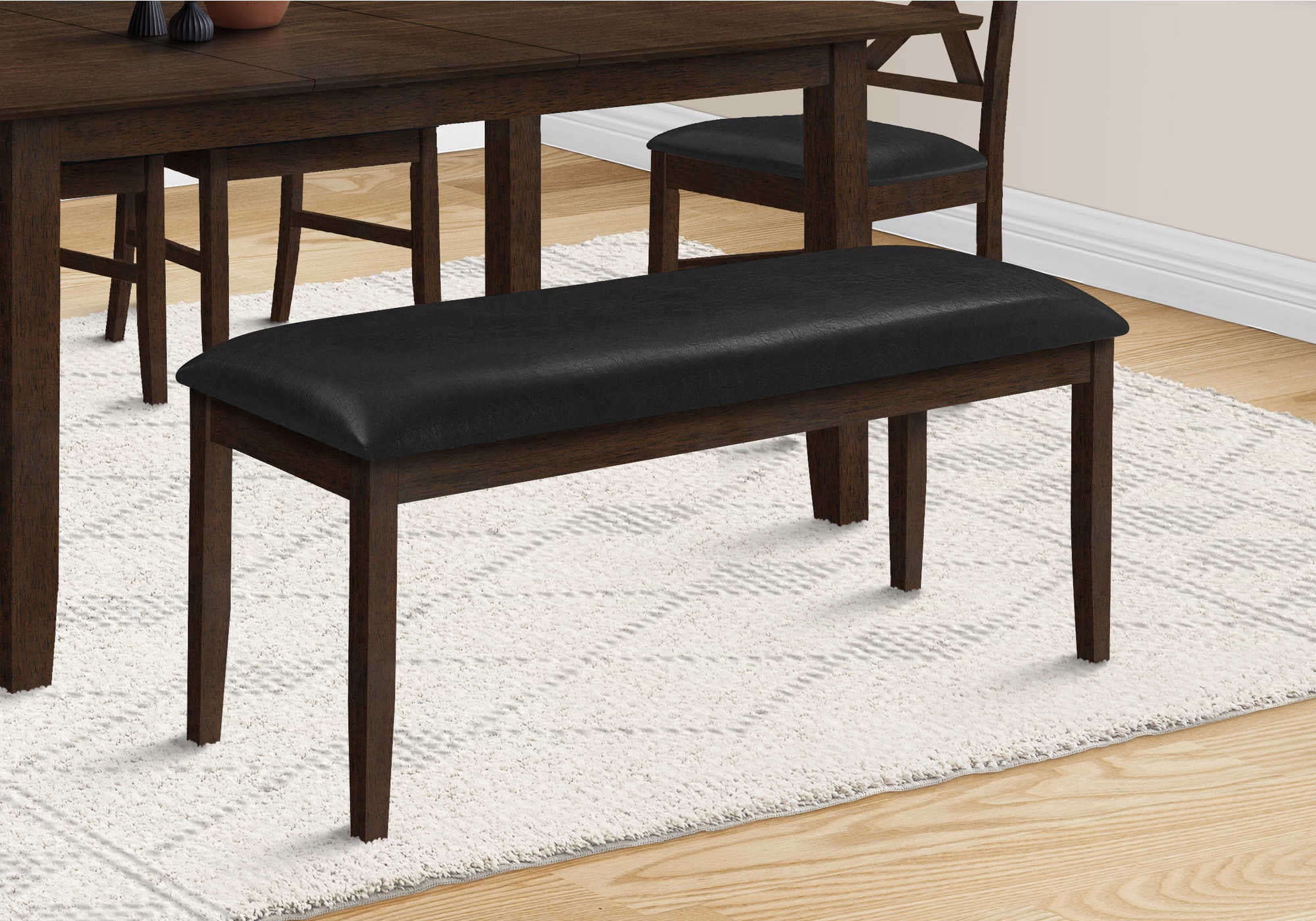 BANQUETTE - 48"L / ESPRESSO / SIÈGE PU NOIR
