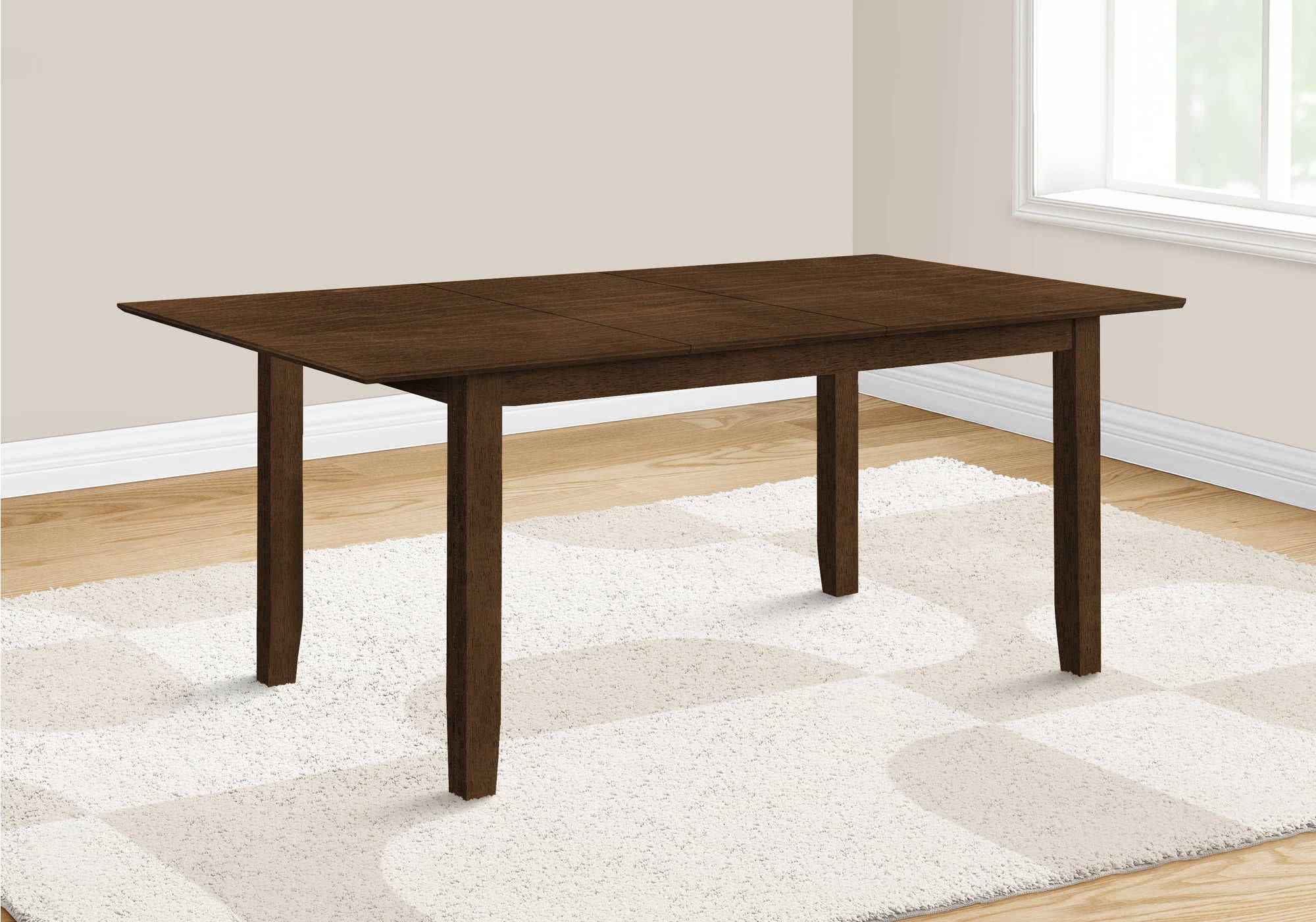 TABLE À MANGER - PLACAGE BRUN 42"X 78"/ 18" PANNEAU D'EXTENSION