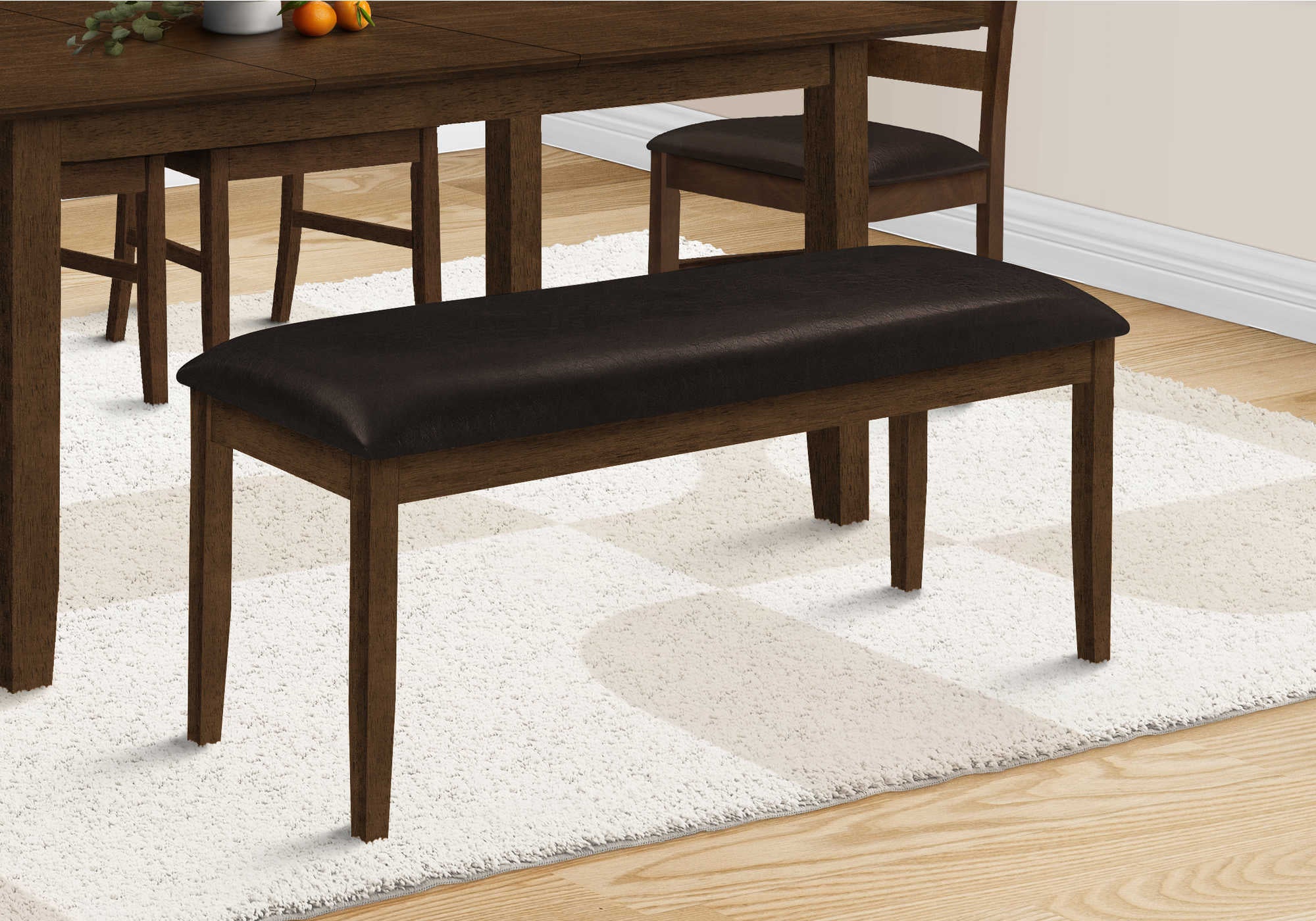 BANQUETTE - 48"L / ASSISE PU MARRON / BRUN FONCÉ