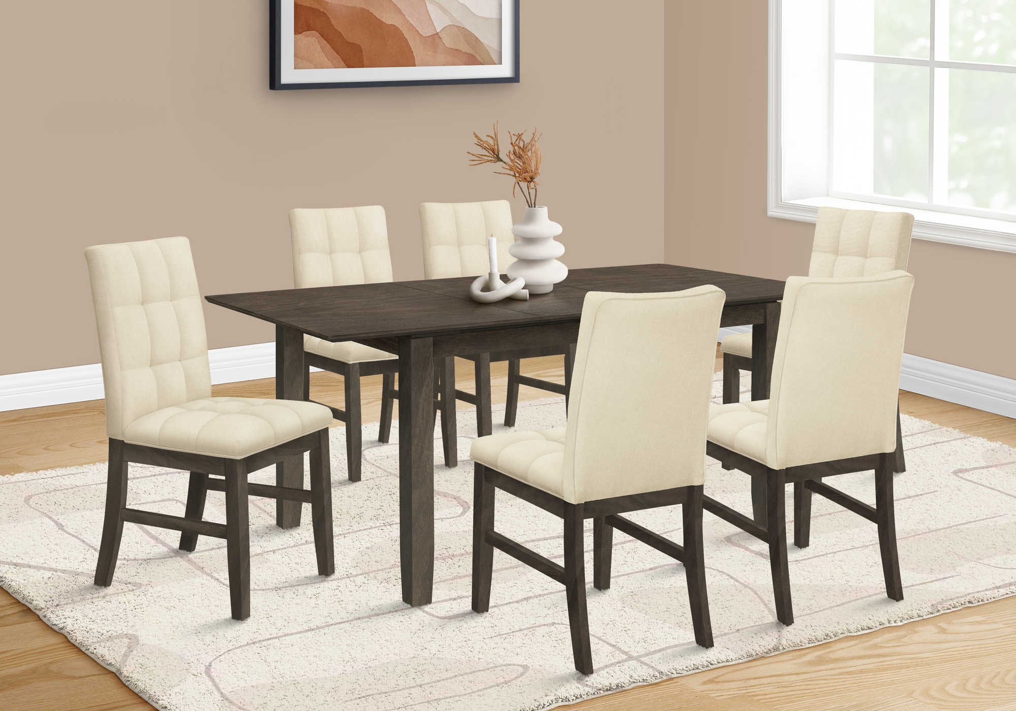 TABLE À MANGER - PLACE GRIS 36"X 72" / 18" PANNEAU D'EXTENSION