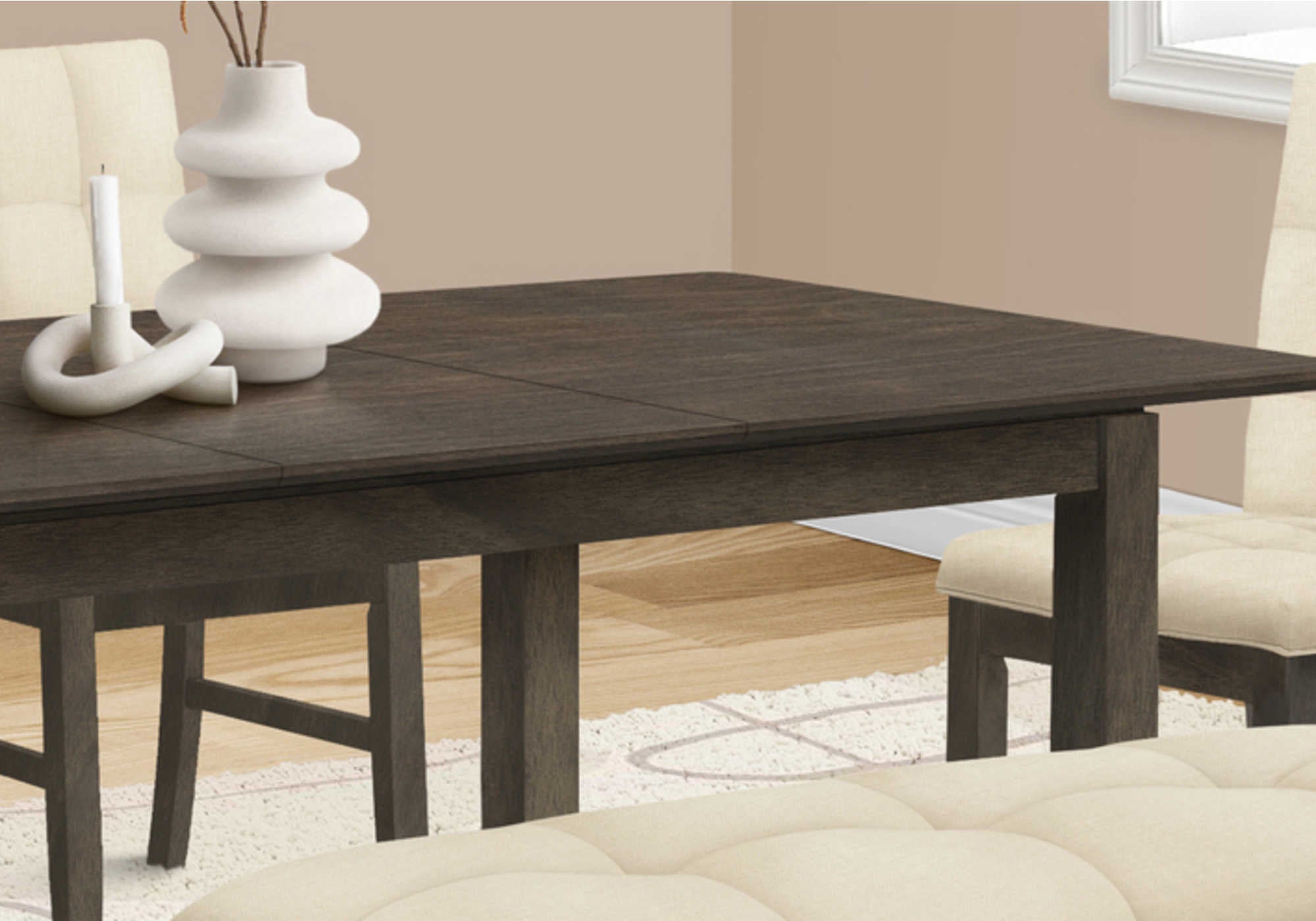 TABLE À MANGER - PLACE GRIS 36"X 72" / 18" PANNEAU D'EXTENSION
