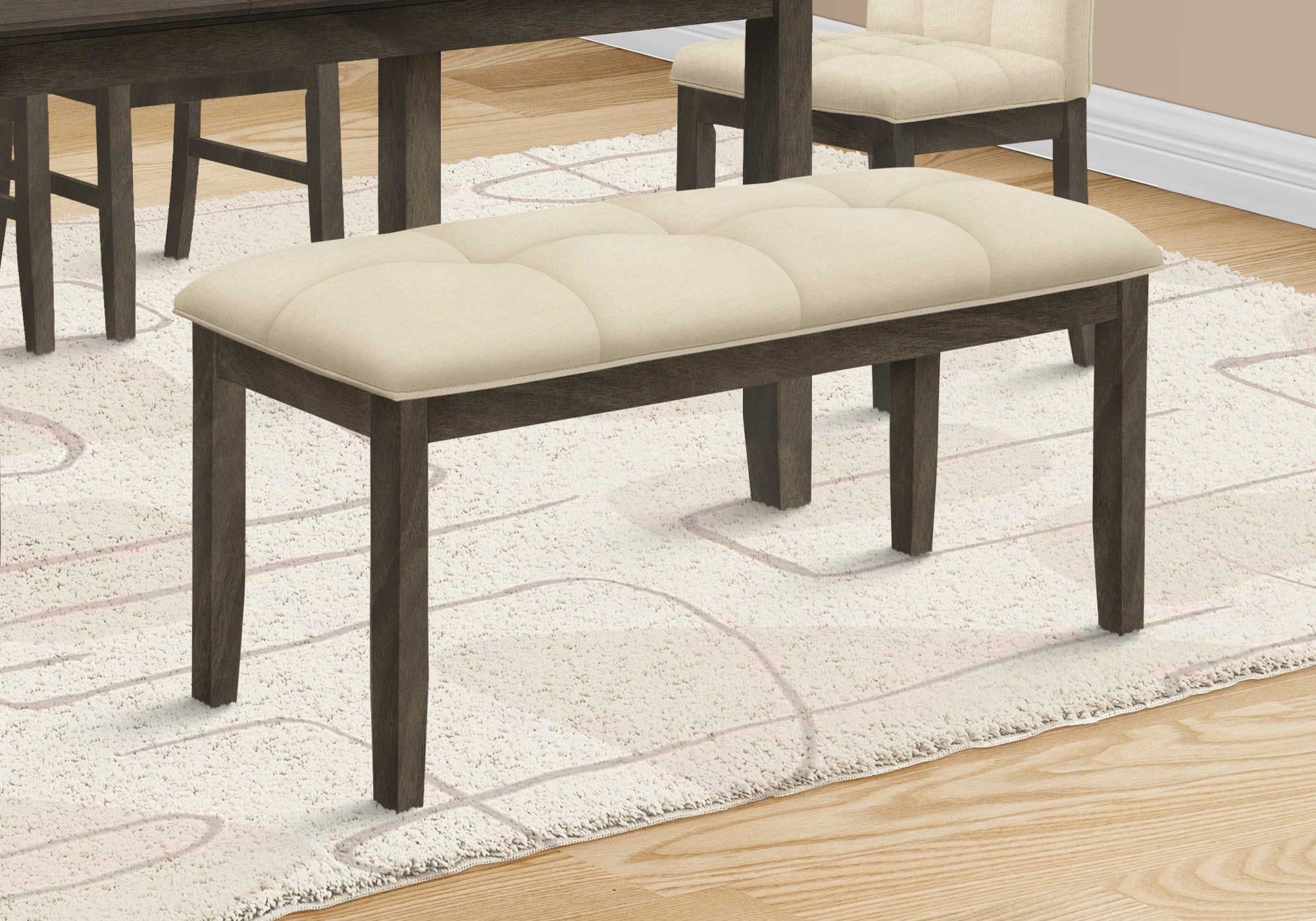 BANQUETTE - 44"L / ASSISE TISSU GRIS / CRÈME