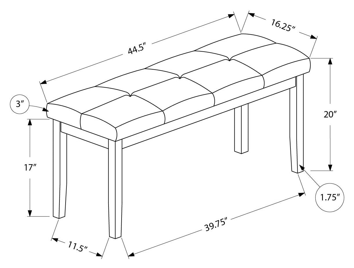 BANQUETTE - 44"L / ASSISE TISSU GRIS / CRÈME