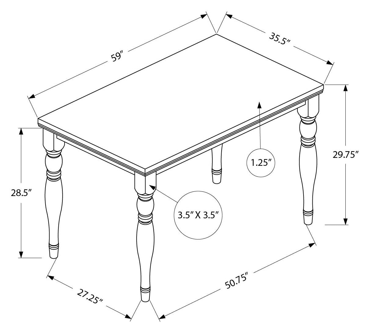 TABLE À MANGER - PLACE GRIS ANTIQUE 36"X 60"