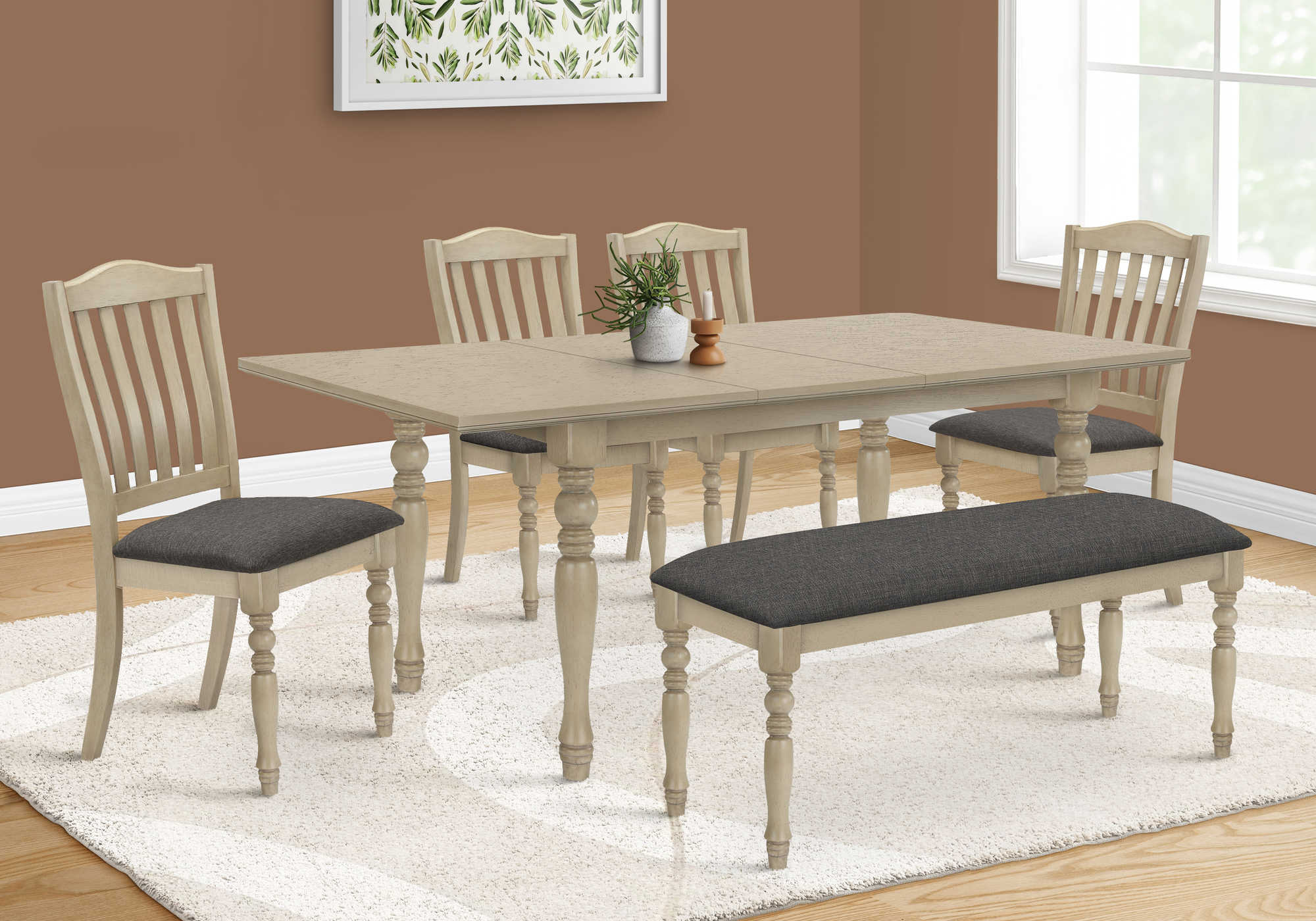 TABLE À MANGER - PLACE GRIS ANTIQUE 42"X 78"/18" EXTENSION