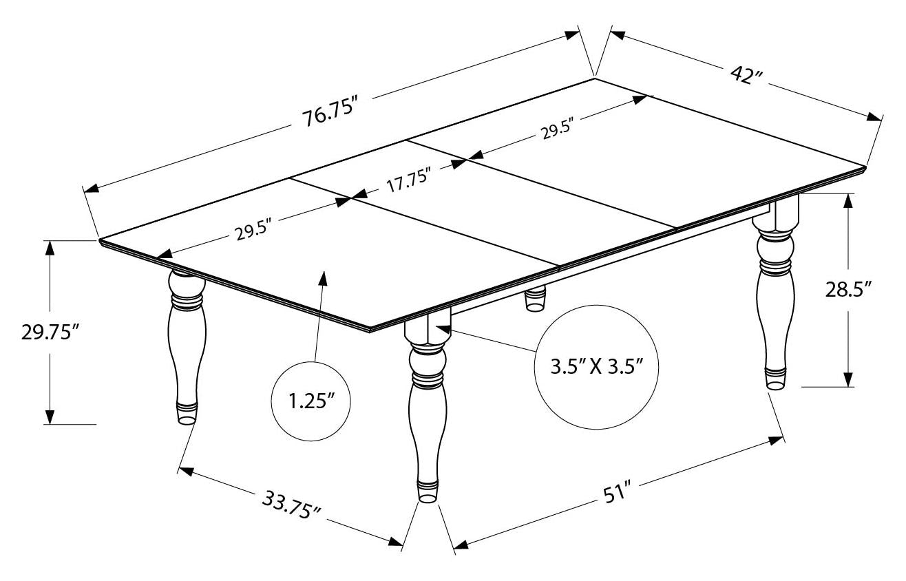 TABLE À MANGER - PLACE GRIS ANTIQUE 42"X 78"/18" EXTENSION