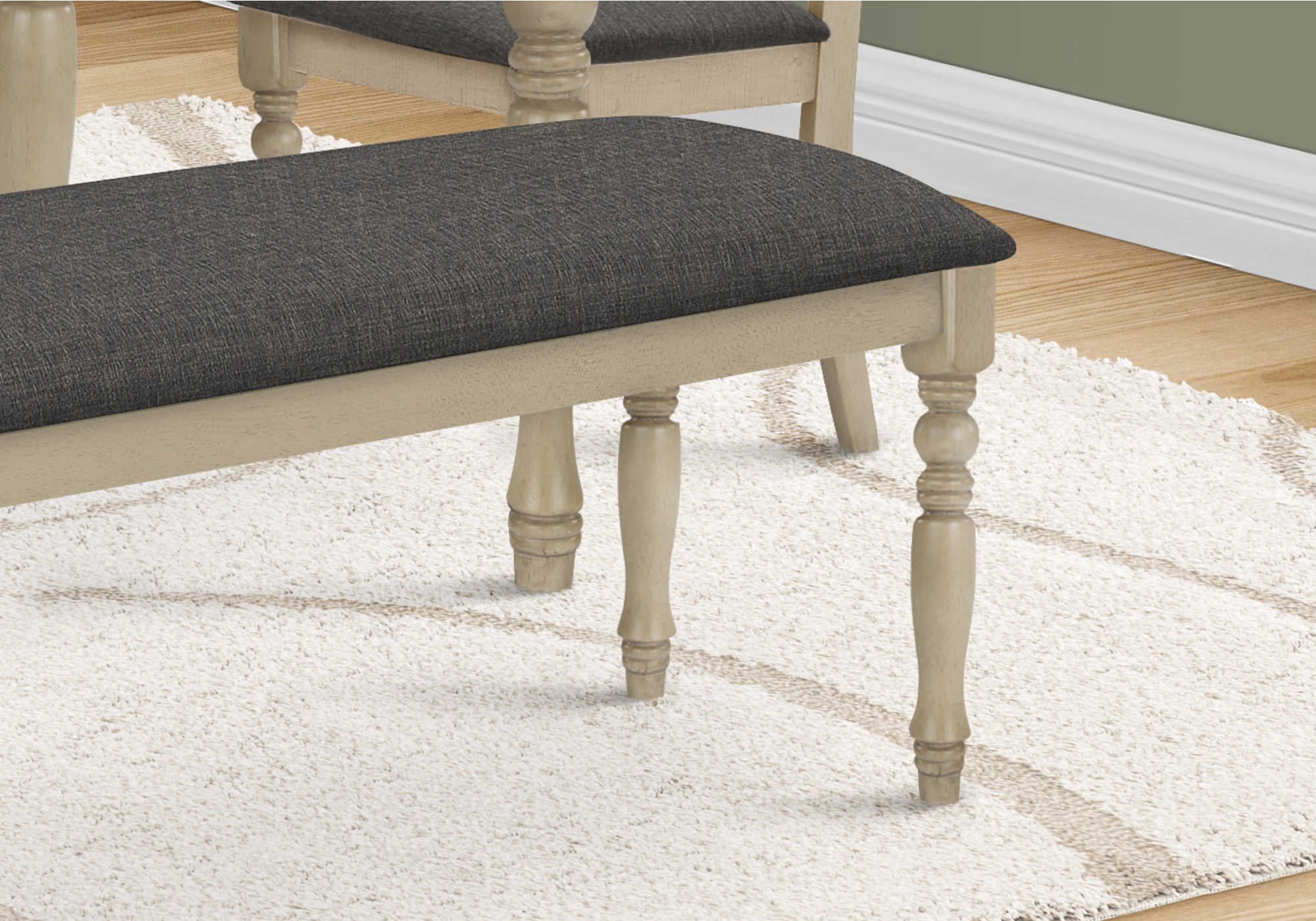 BANC - 48"L / GRIS ANTIQUE / TISSU GRIS
