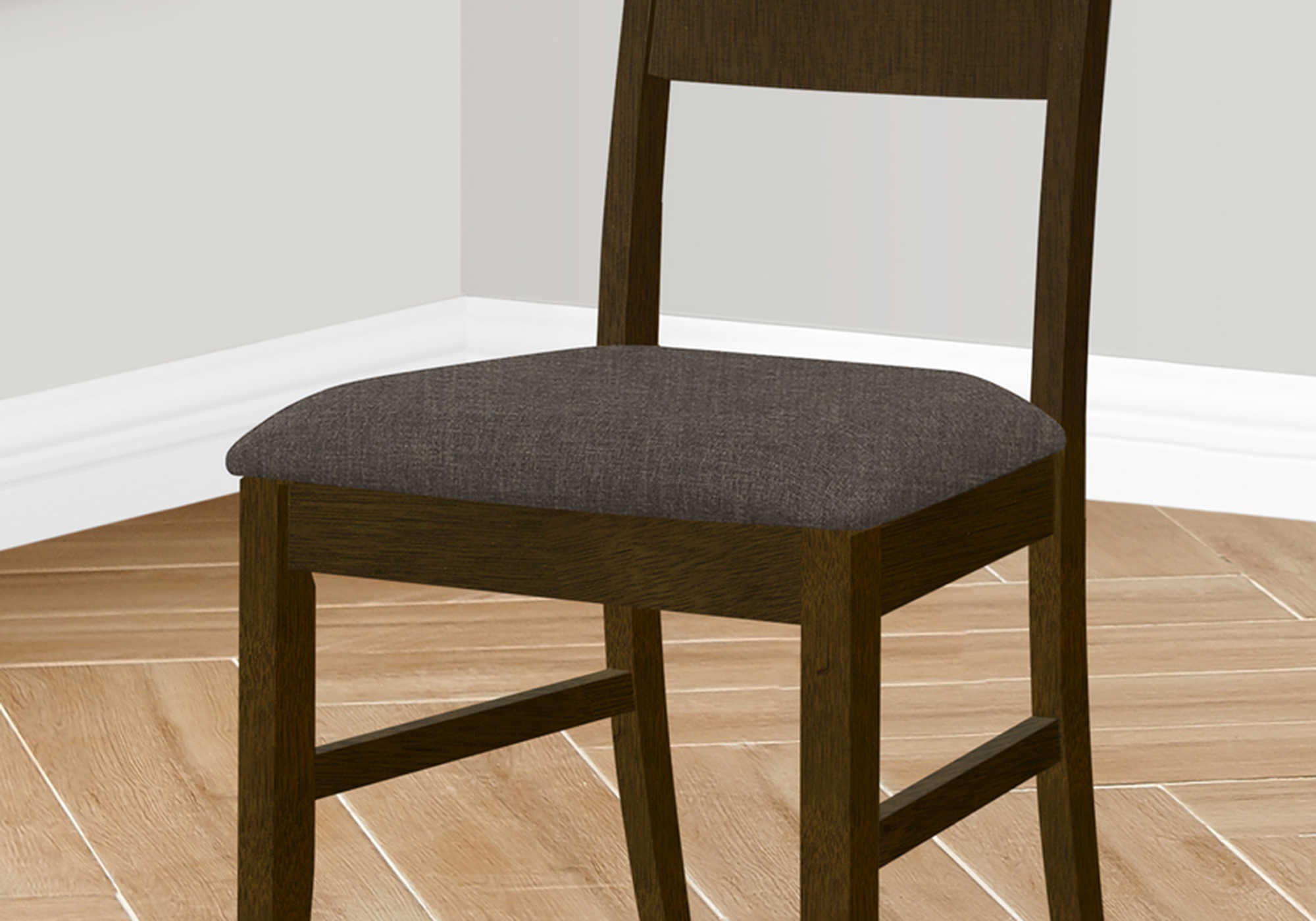 CHAISE À MANGER - 2PCS / 37"H NOYER BRUN / TISSU BRUN