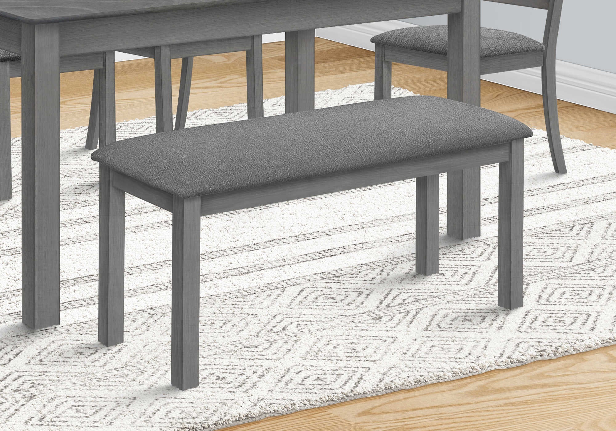 BANC - 42"L / GRIS LAVÉ / TISSU GRIS FONCÉ