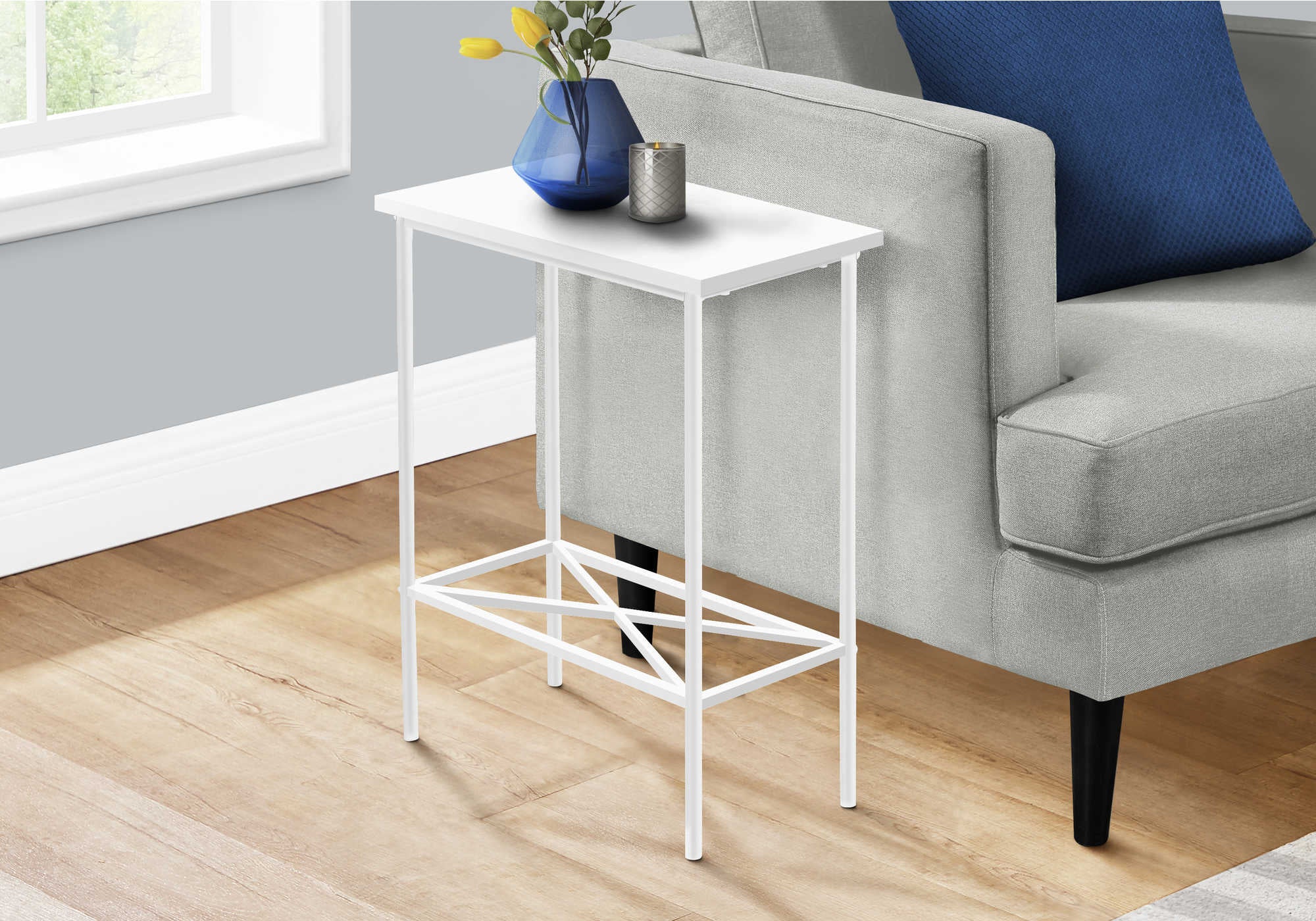 TABLE D'APPOINT - 24"H /BLANC / METAL BLANC ( Meuble Mtl ) 