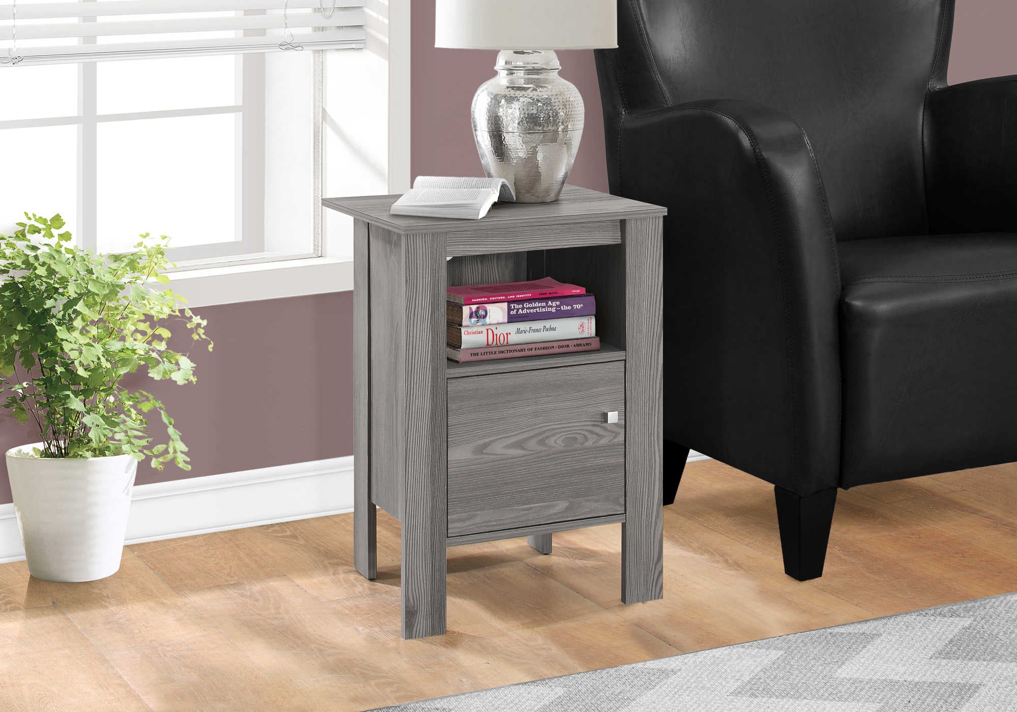 TABLE D'APPOINT - TABLE DE NUIT GRISE AVEC RANGEMENT