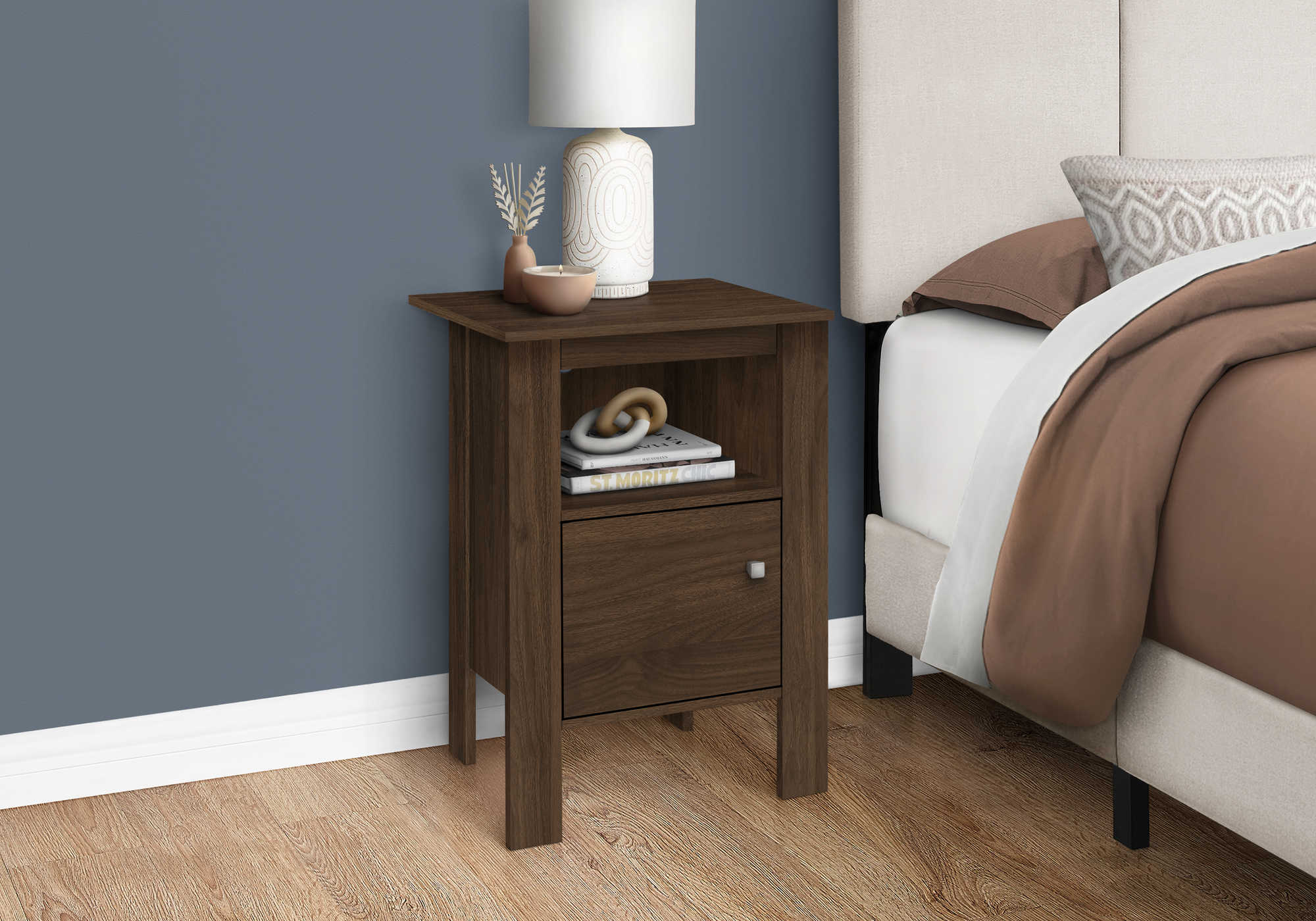 TABLE D'APPOINT - TABLE DE NUIT FONCÉ AVEC RANGEMENT ( Meuble Mtl )