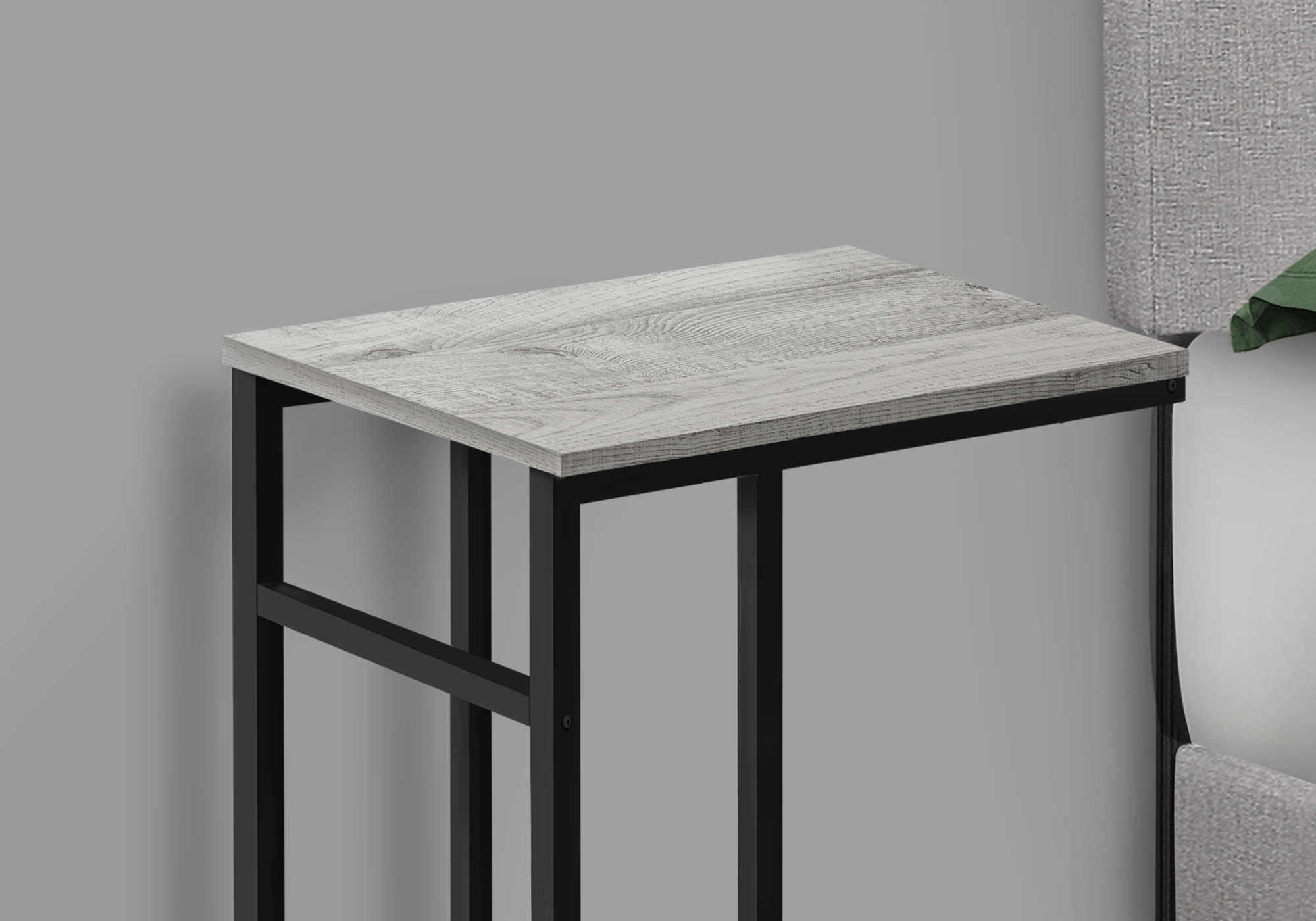 TABLE D'APPOINT - 24"H / GRIS / METAL NOIR ( Meuble Mtl )