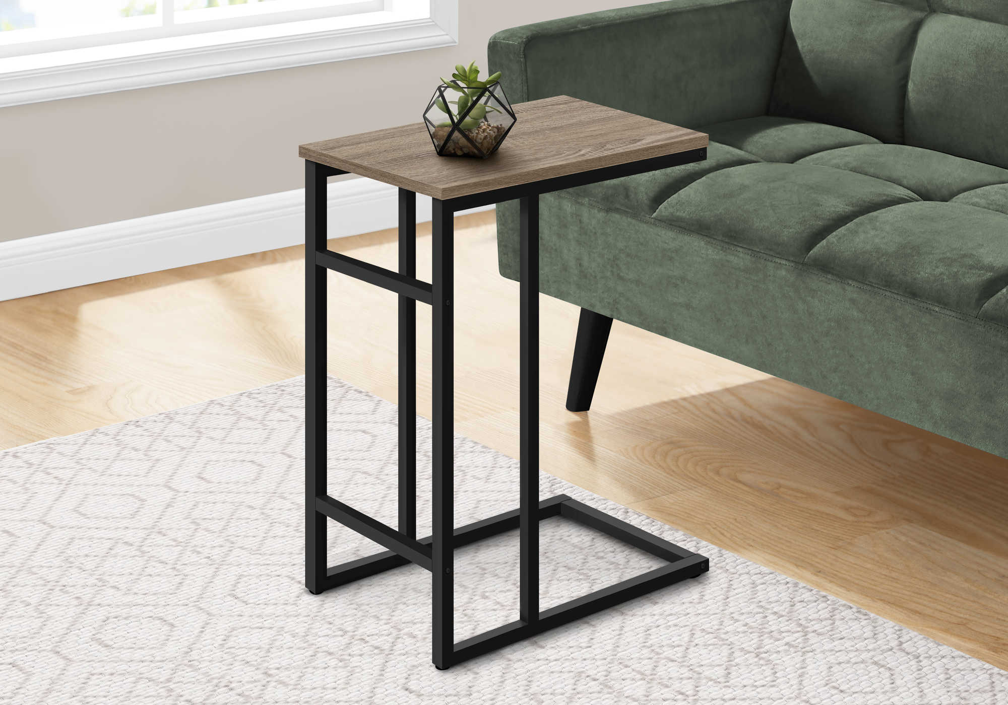 TABLE D'APPOINT - 24"H / TAUPE FONCE / METAL NOIR ( Meuble Mtl )