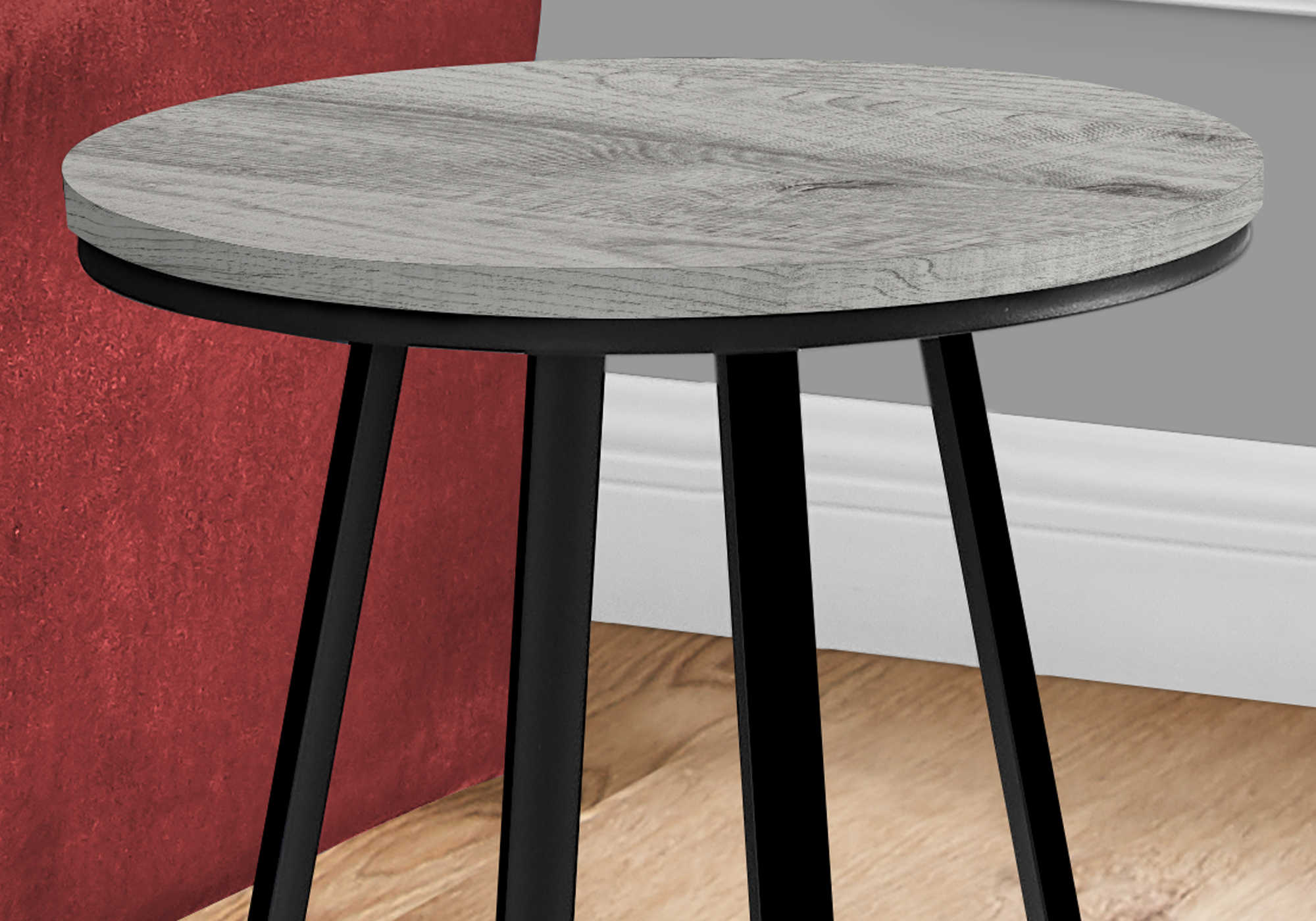 TABLE D'APPOINT - 22"H / GRIS / METAL NOIR ( Meuble Mtl ) 