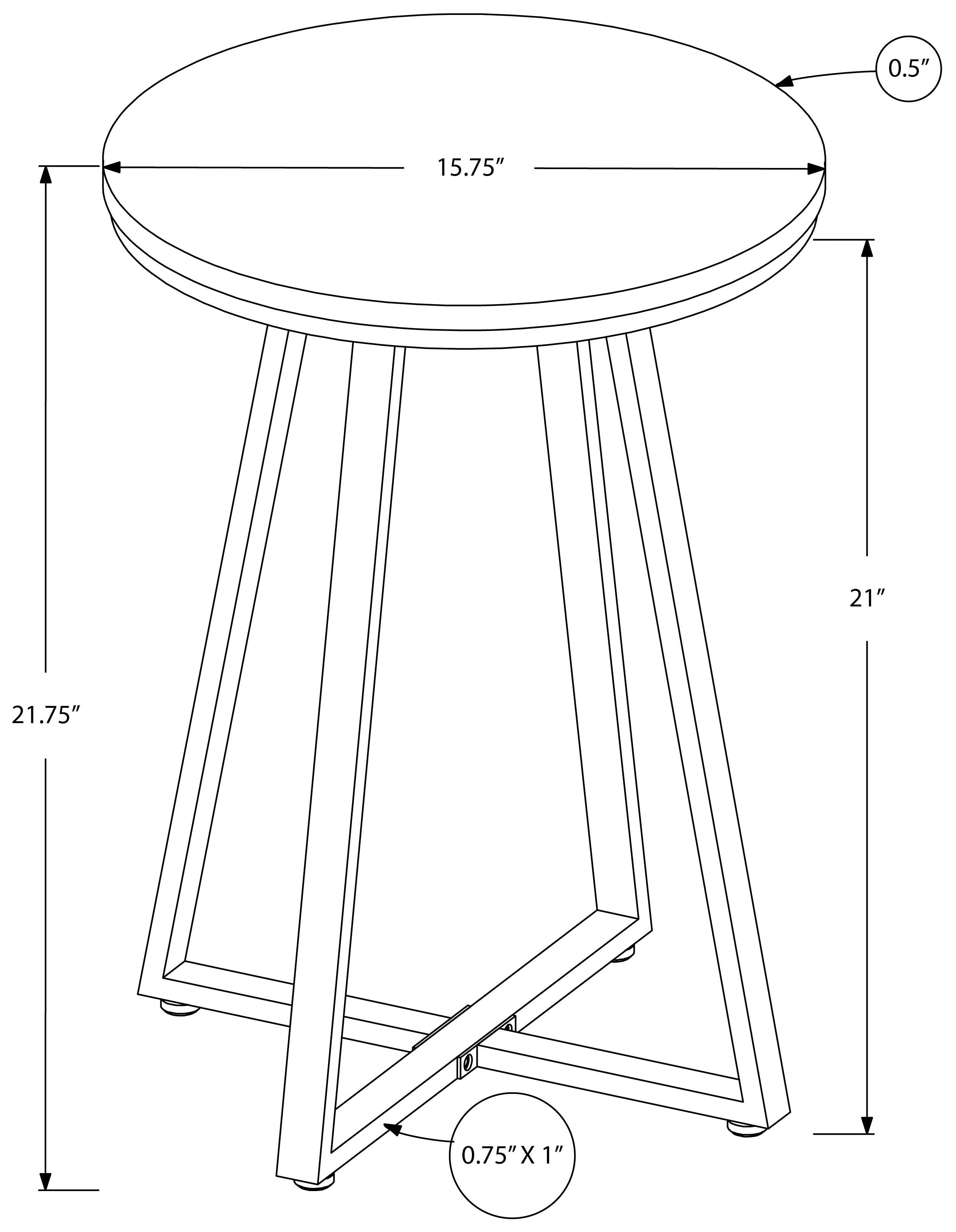 TABLE D'APPOINT - 22"H / TAUPE FONCE / METAL NOIR ( Meuble Mtl ) 