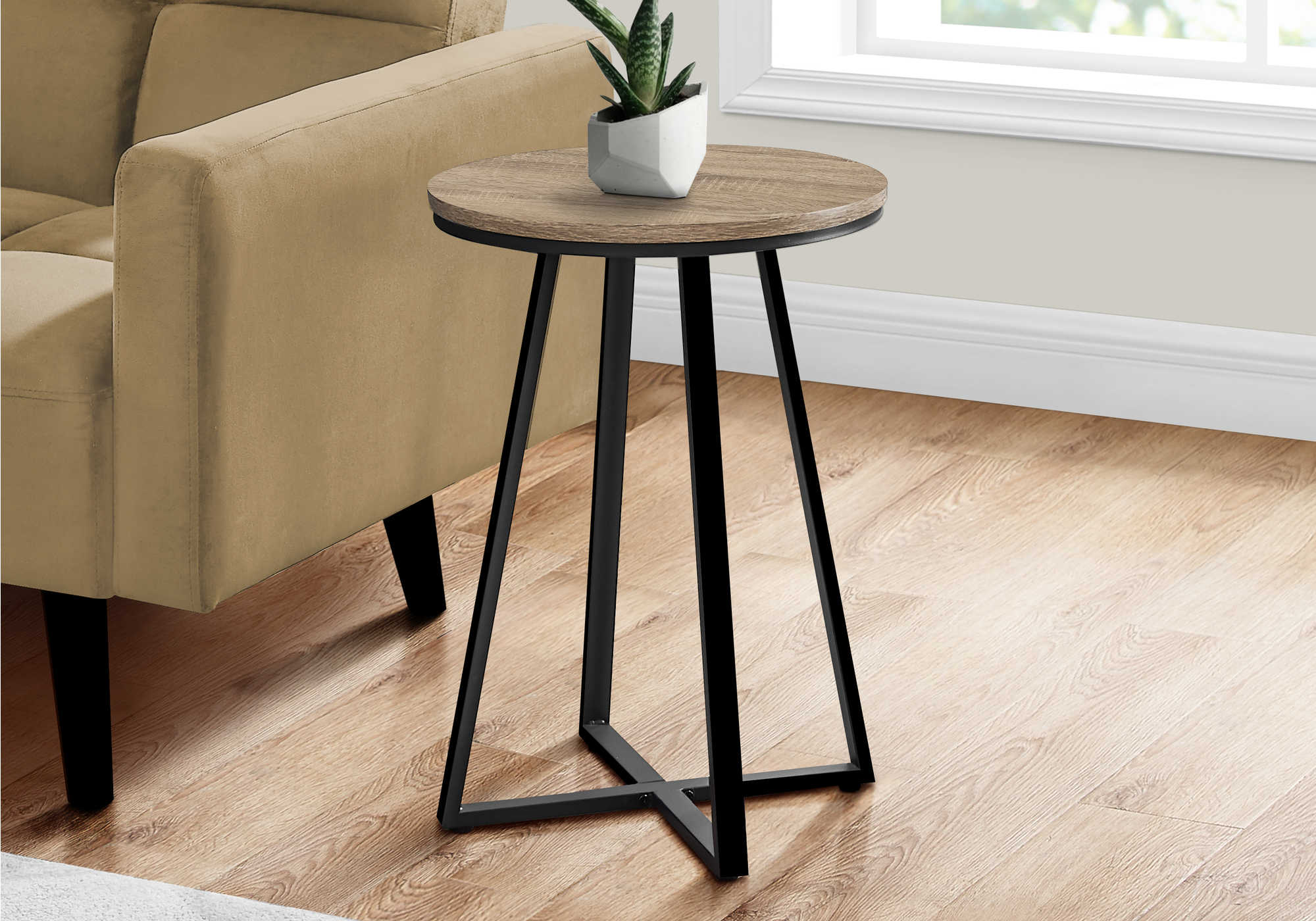 TABLE D'APPOINT - 22"H / TAUPE FONCE / METAL NOIR ( Meuble Mtl ) 