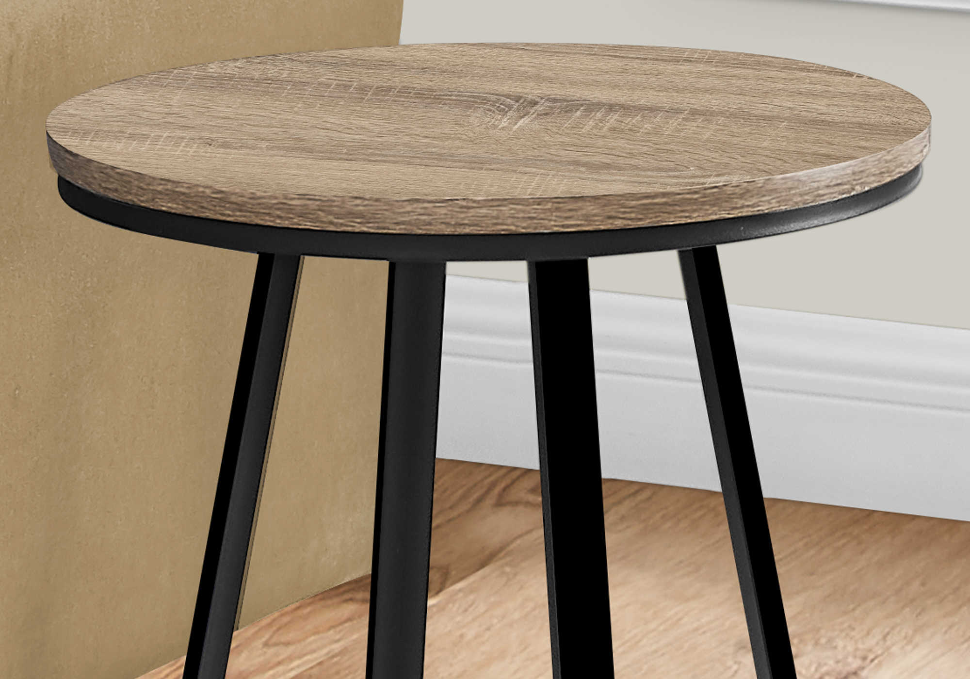 TABLE D'APPOINT - 22"H / TAUPE FONCE / METAL NOIR ( Meuble Mtl )