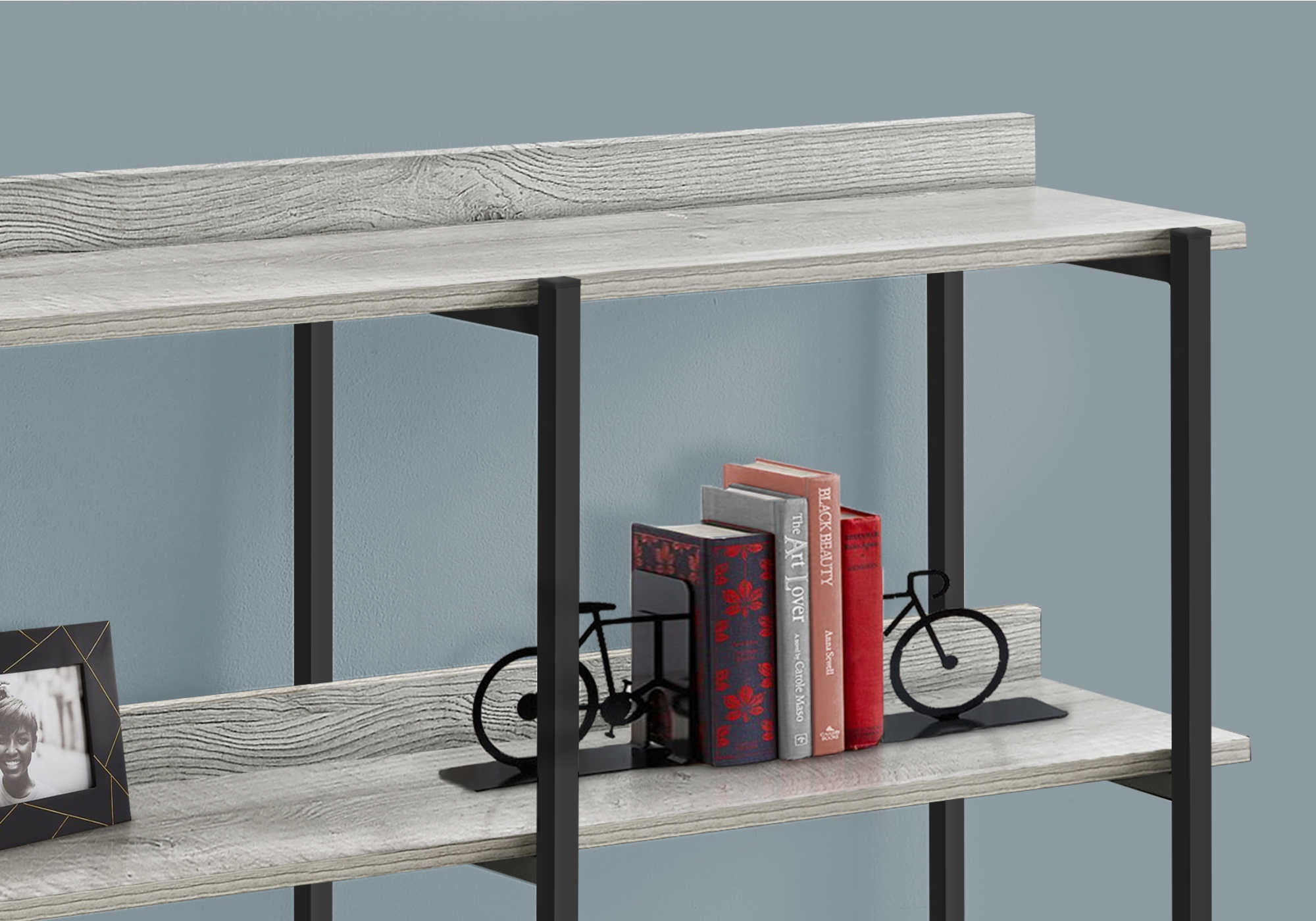 TABLE D'APPOINT - 48"L / CONSOLE D'ENTREE METAL GRIS / NOIR ( Meuble Mtl ) 