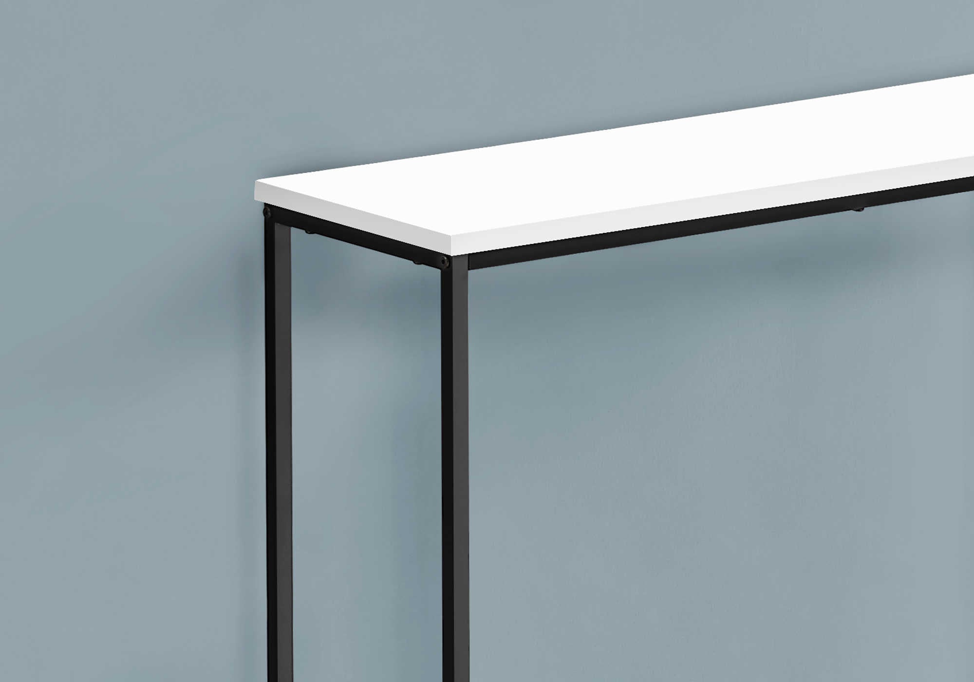 TABLE D'APPOINT - 32"L / CONSOLE METAL BLANC / NOIR ( Meuble Mtl ) 